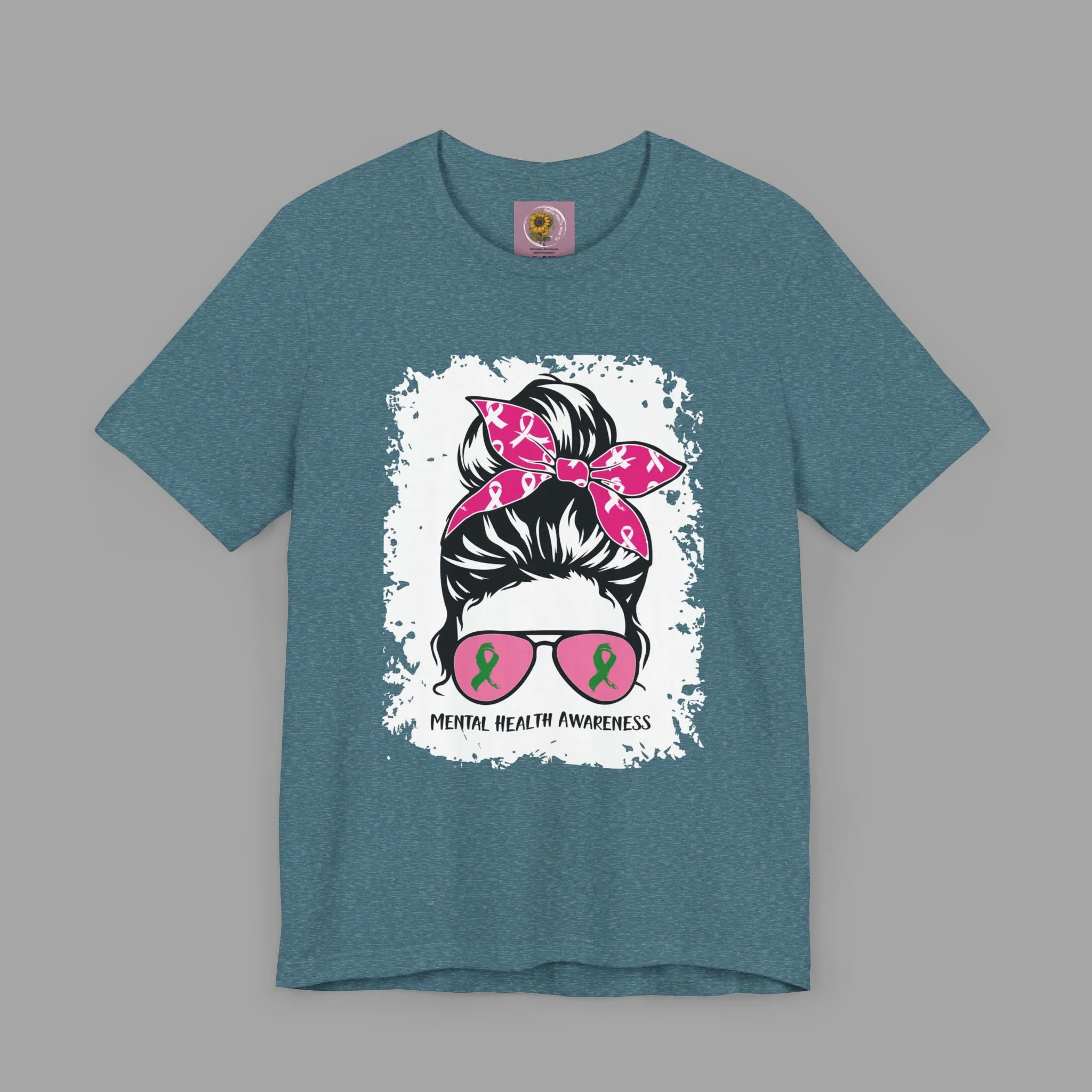 Mental Health Awareness  - Messy Bun Mom -Unisex Short Sleeve Tee