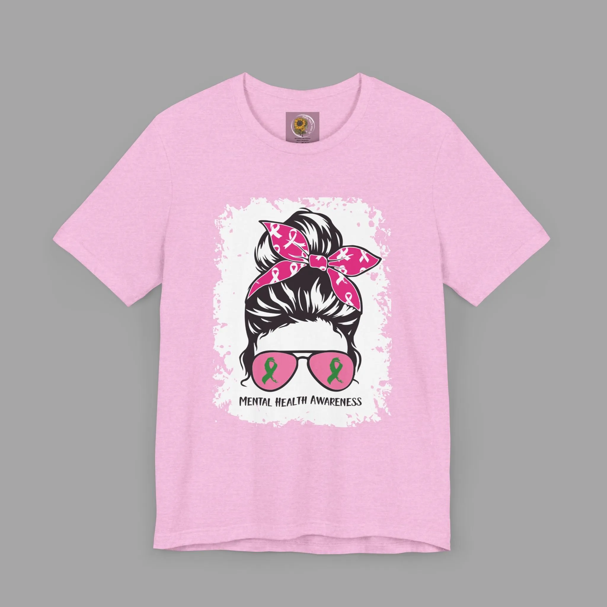 Mental Health Awareness  - Messy Bun Mom -Unisex Short Sleeve Tee
