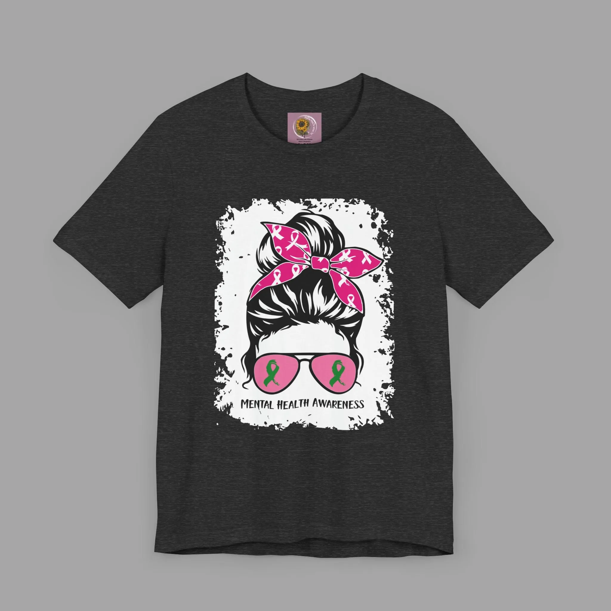 Mental Health Awareness  - Messy Bun Mom -Unisex Short Sleeve Tee