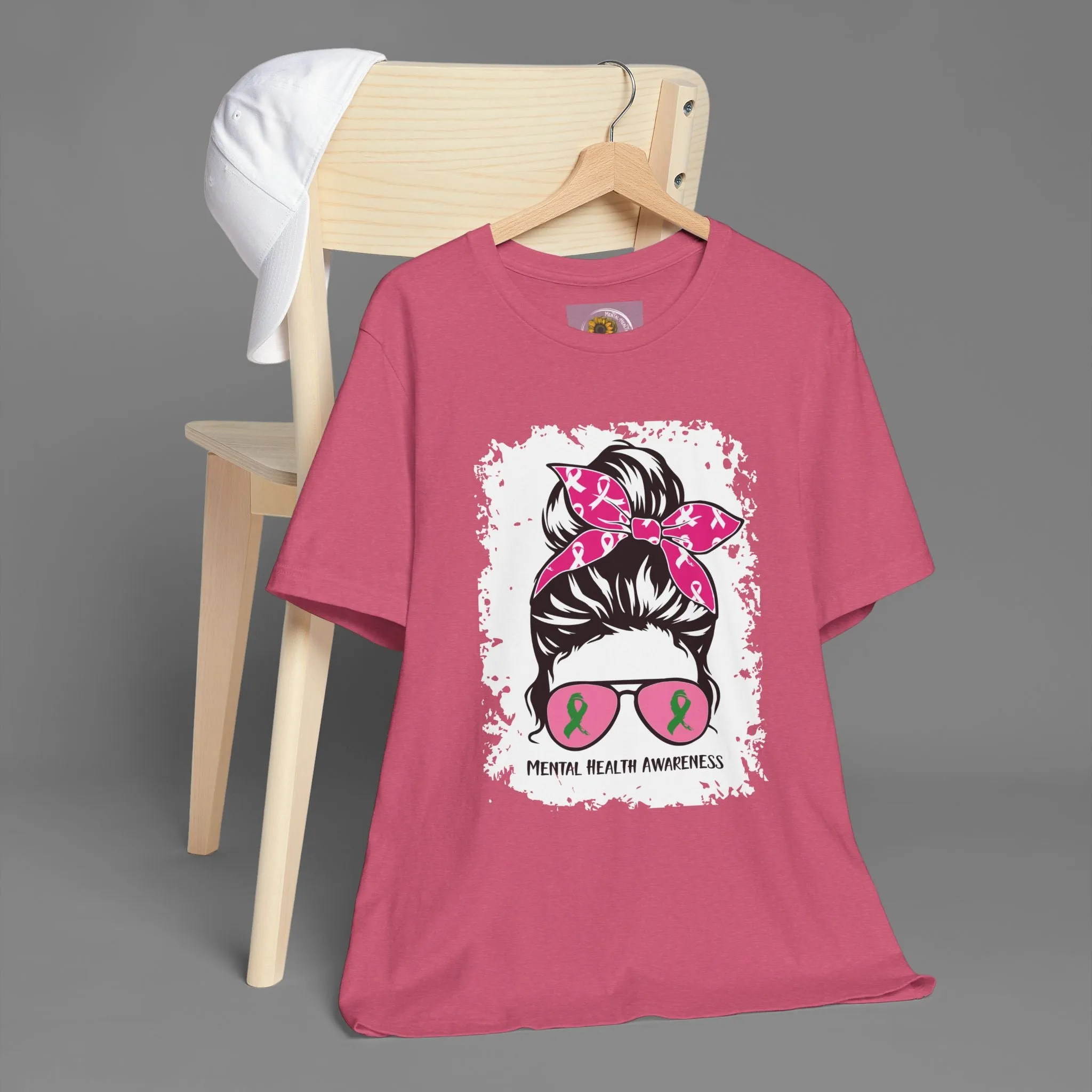 Mental Health Awareness  - Messy Bun Mom -Unisex Short Sleeve Tee