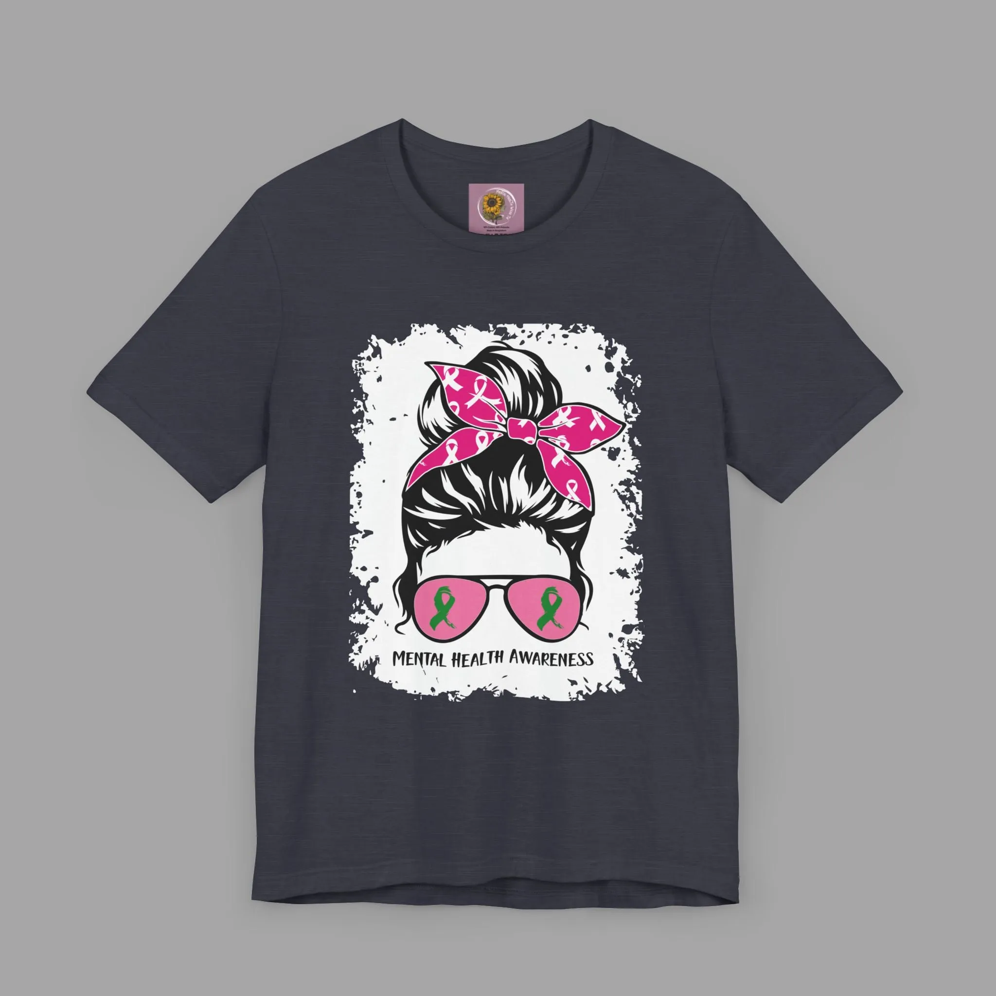 Mental Health Awareness  - Messy Bun Mom -Unisex Short Sleeve Tee