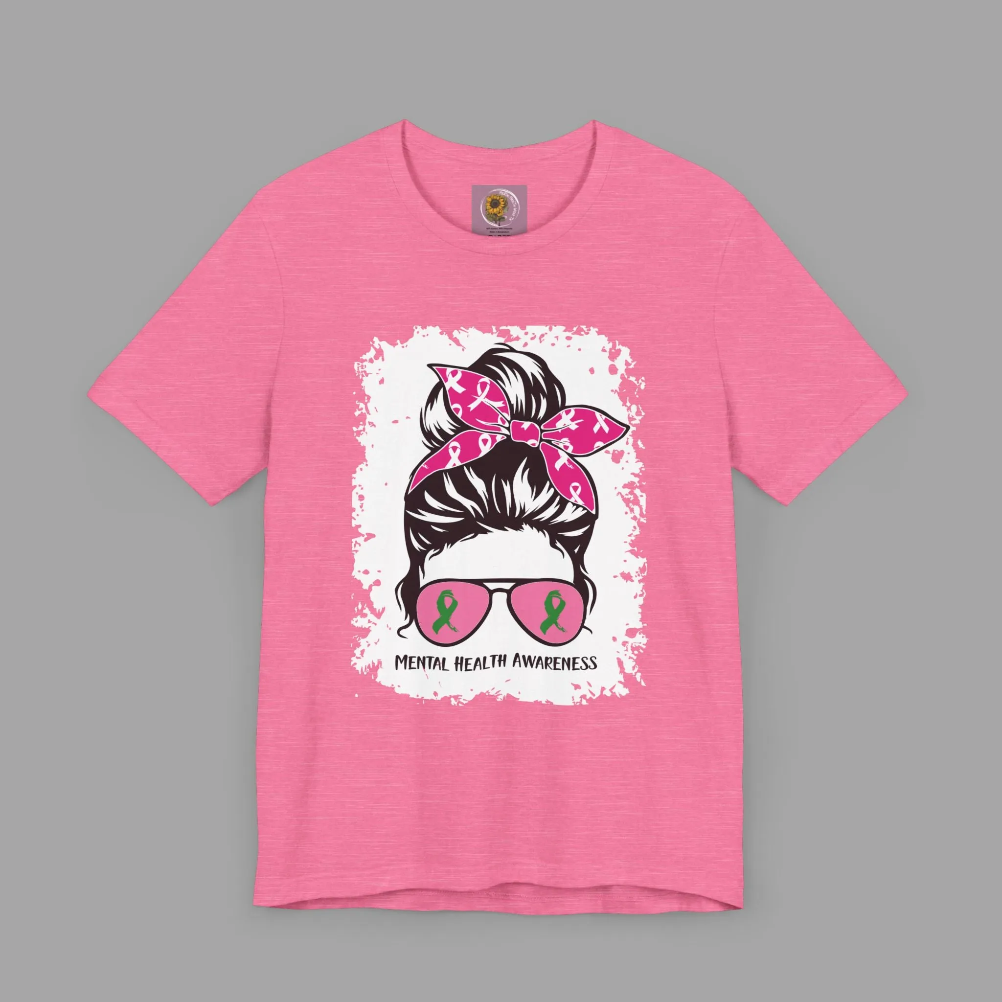 Mental Health Awareness  - Messy Bun Mom -Unisex Short Sleeve Tee