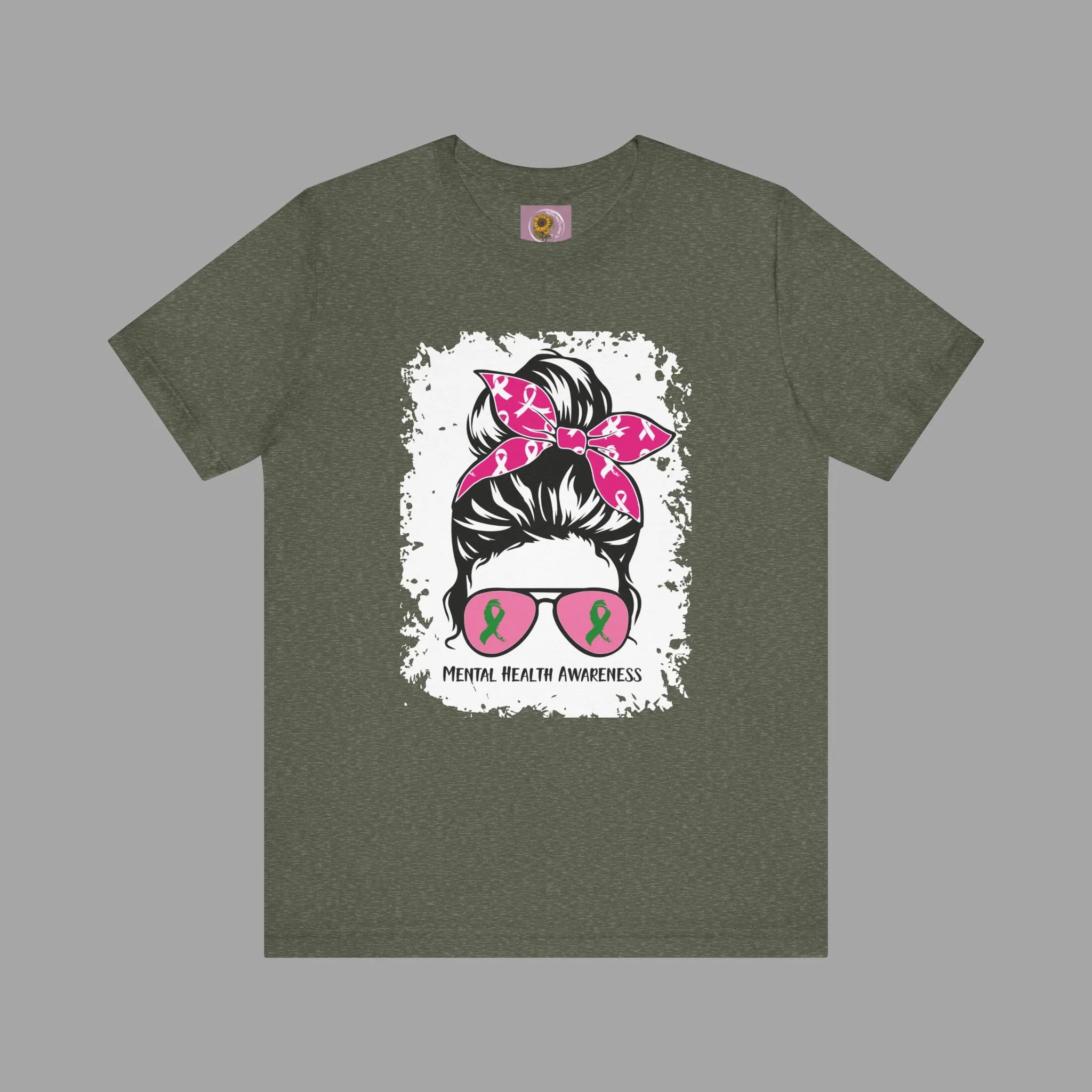 Mental Health Awareness  - Messy Bun Mom -Unisex Short Sleeve Tee