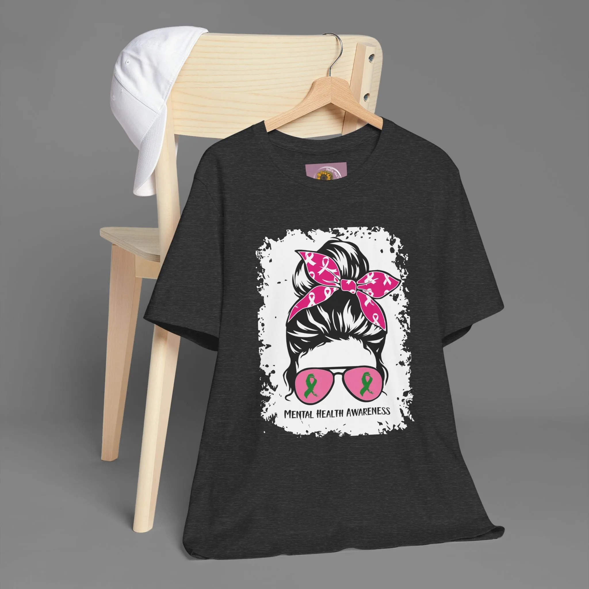 Mental Health Awareness  - Messy Bun Mom -Unisex Short Sleeve Tee