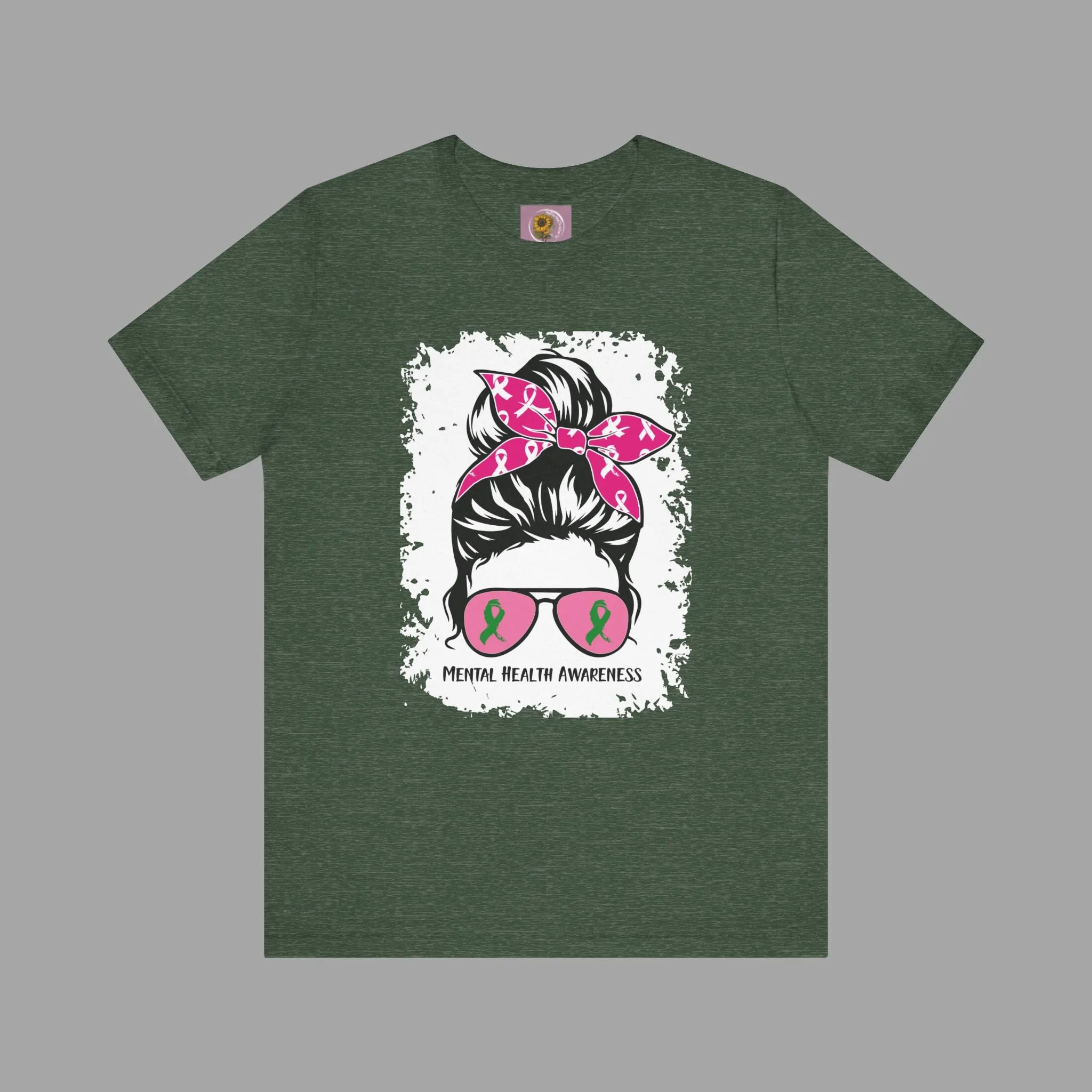 Mental Health Awareness  - Messy Bun Mom -Unisex Short Sleeve Tee