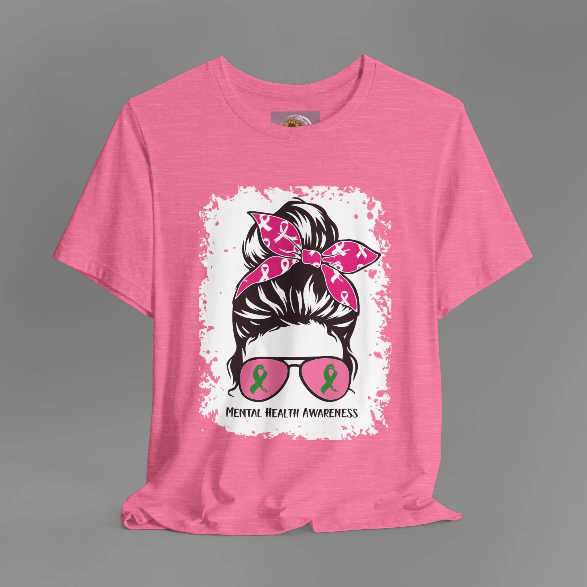Mental Health Awareness  - Messy Bun Mom -Unisex Short Sleeve Tee