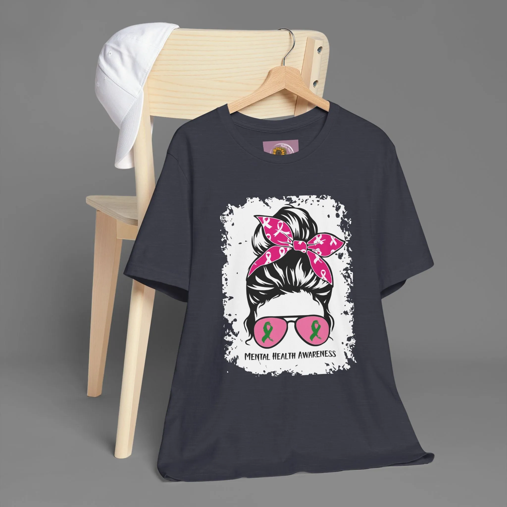 Mental Health Awareness  - Messy Bun Mom -Unisex Short Sleeve Tee