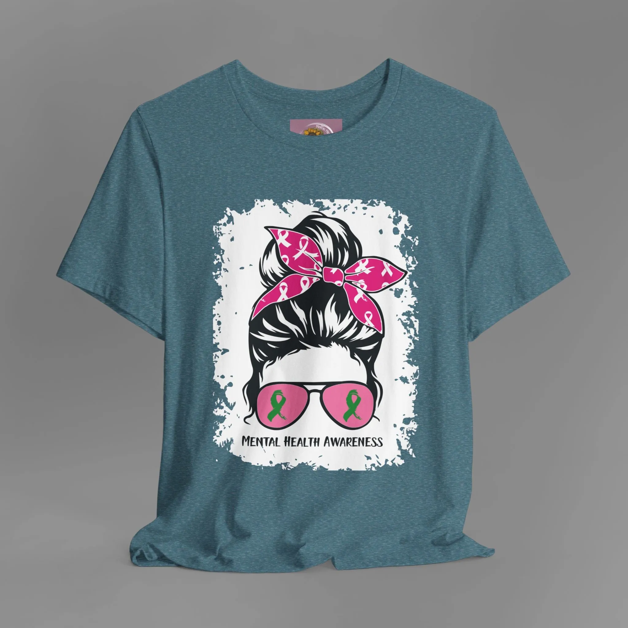 Mental Health Awareness  - Messy Bun Mom -Unisex Short Sleeve Tee
