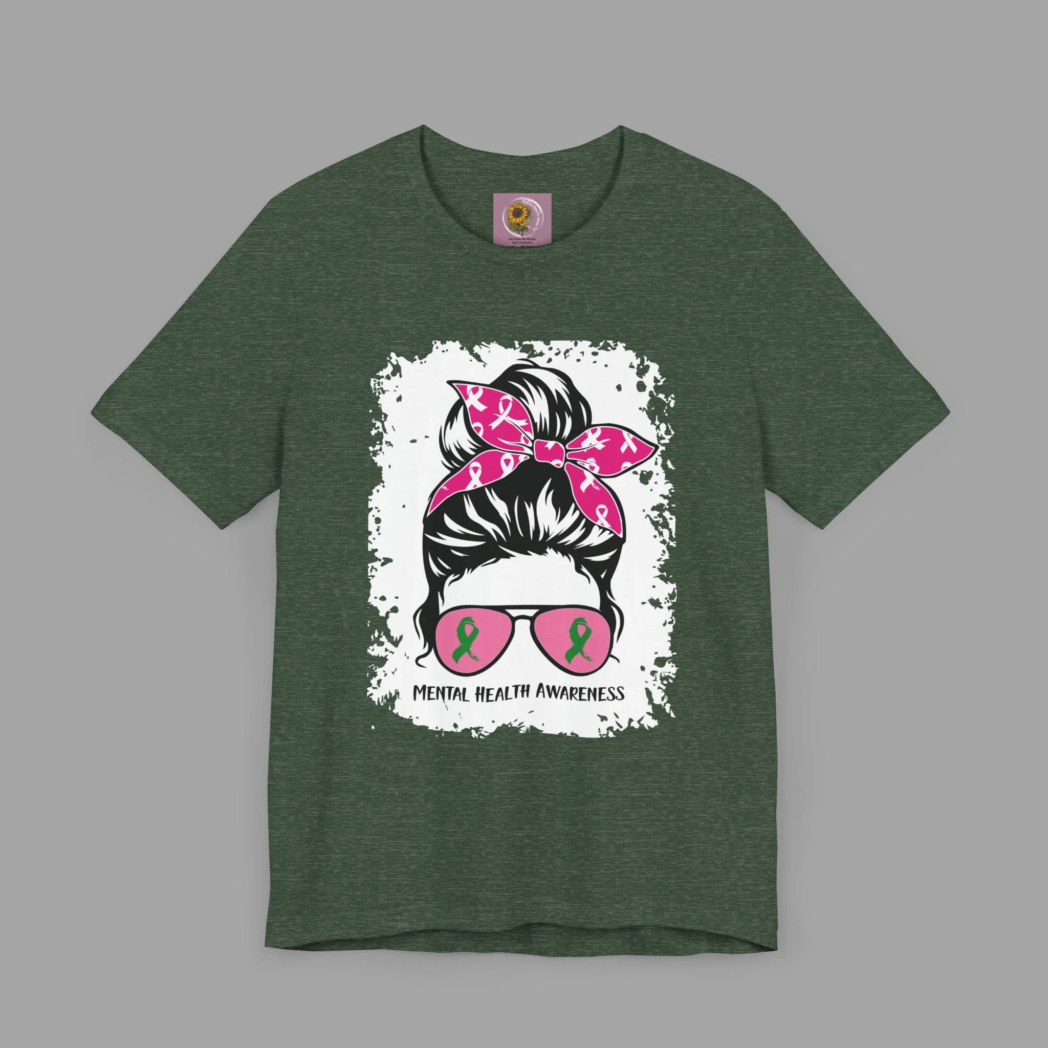 Mental Health Awareness  - Messy Bun Mom -Unisex Short Sleeve Tee