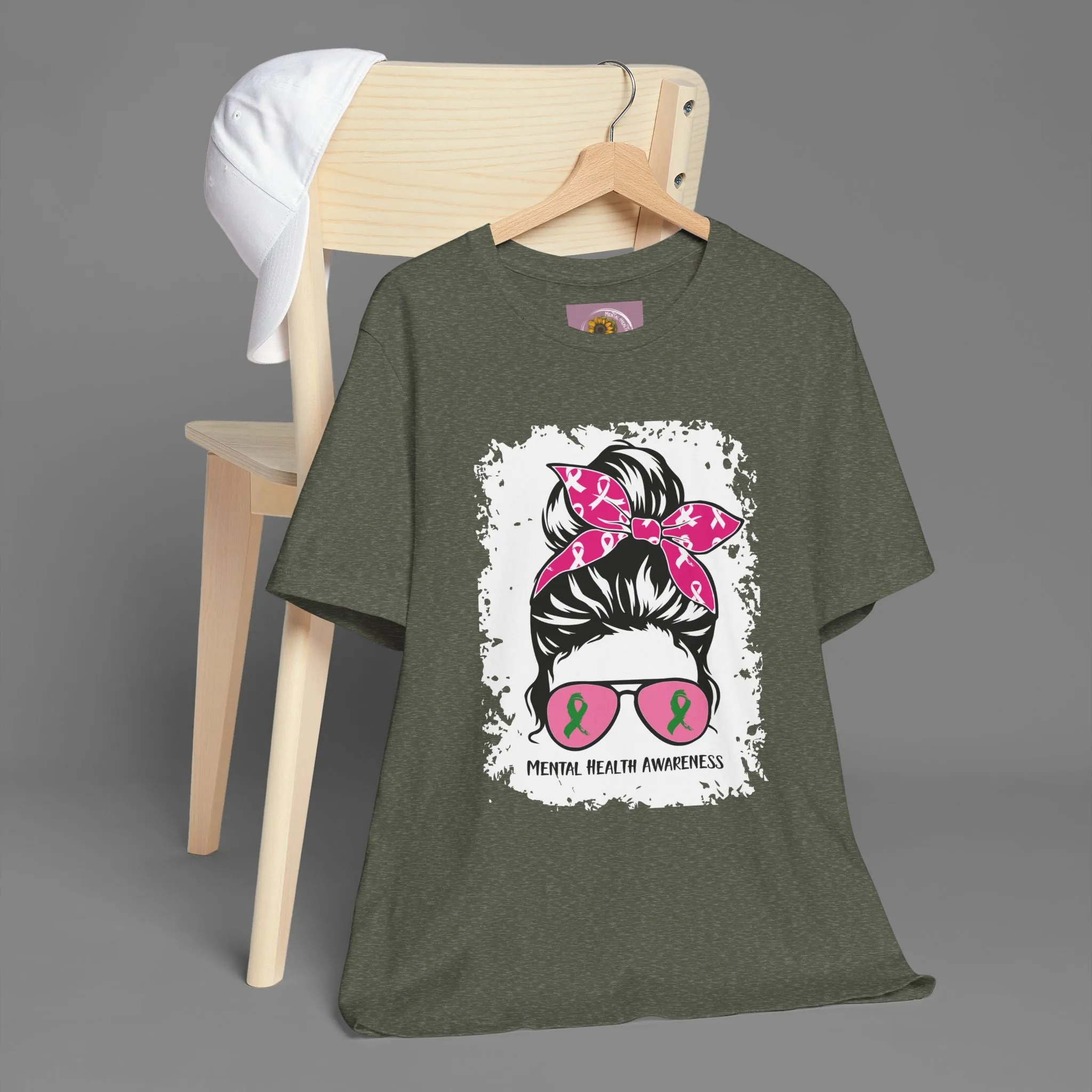 Mental Health Awareness  - Messy Bun Mom -Unisex Short Sleeve Tee