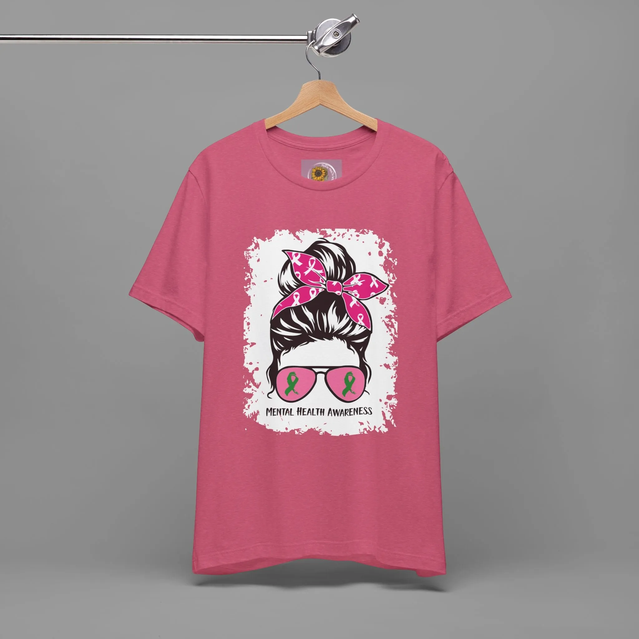 Mental Health Awareness  - Messy Bun Mom -Unisex Short Sleeve Tee