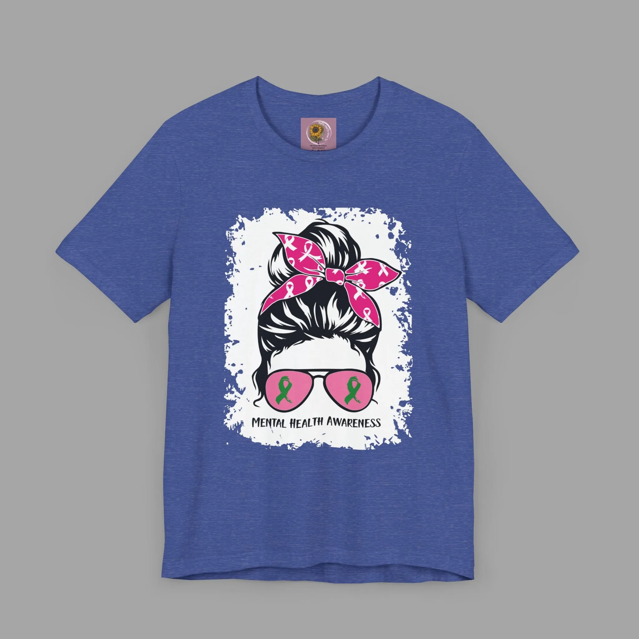 Mental Health Awareness  - Messy Bun Mom -Unisex Short Sleeve Tee