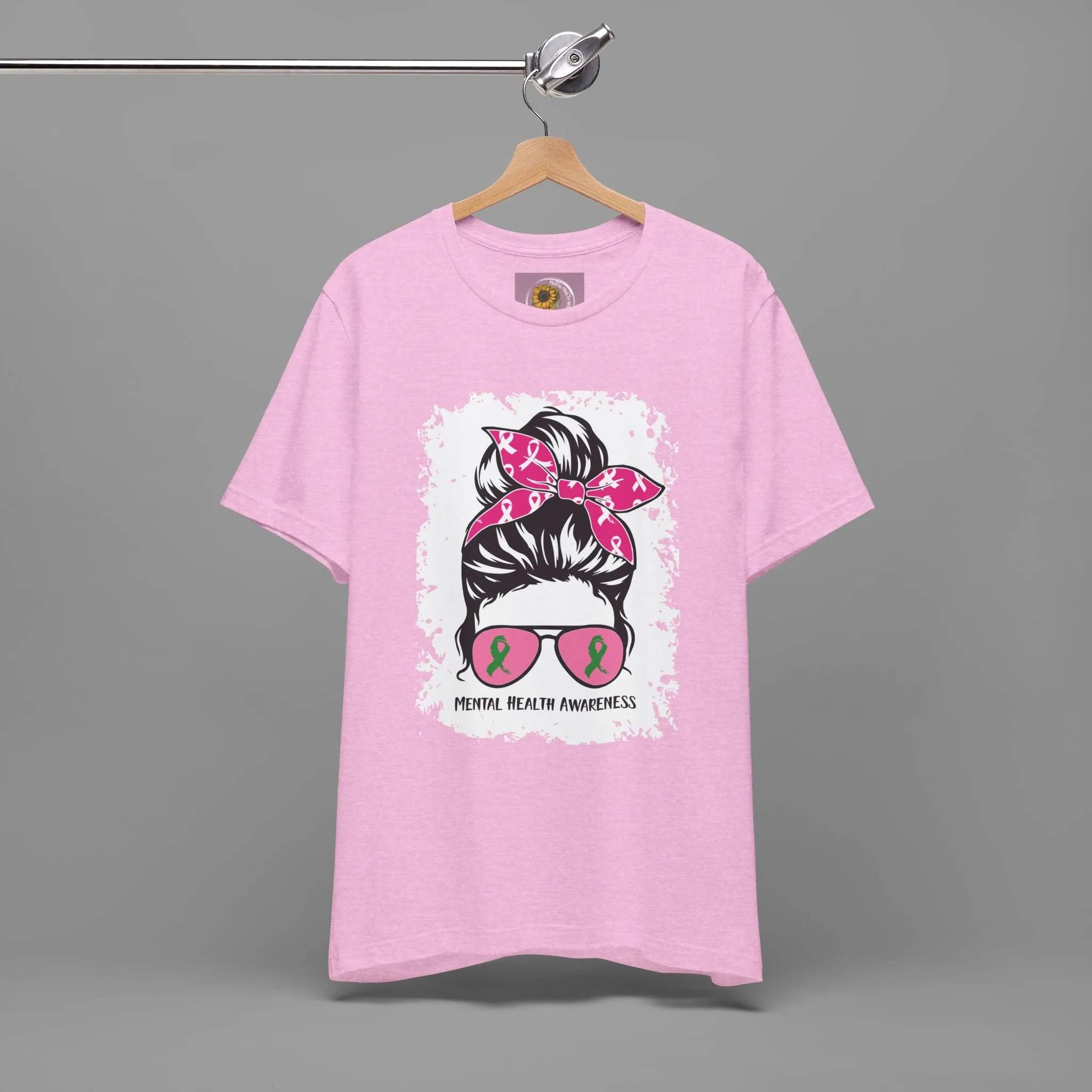 Mental Health Awareness  - Messy Bun Mom -Unisex Short Sleeve Tee