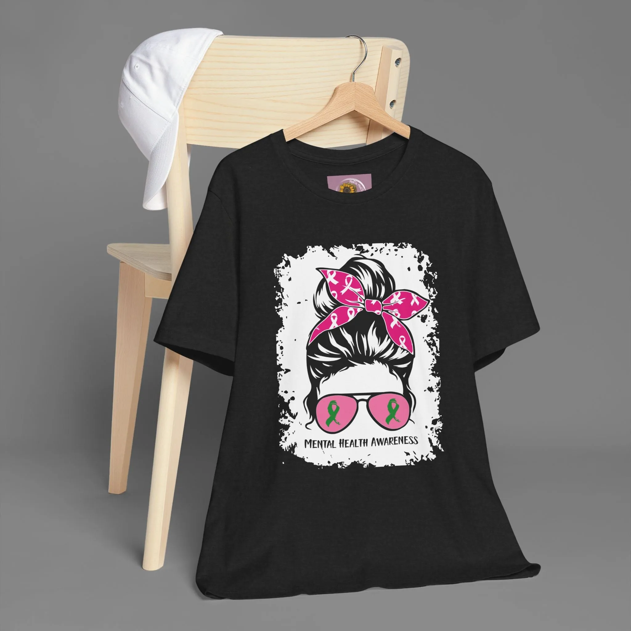Mental Health Awareness  - Messy Bun Mom -Unisex Short Sleeve Tee