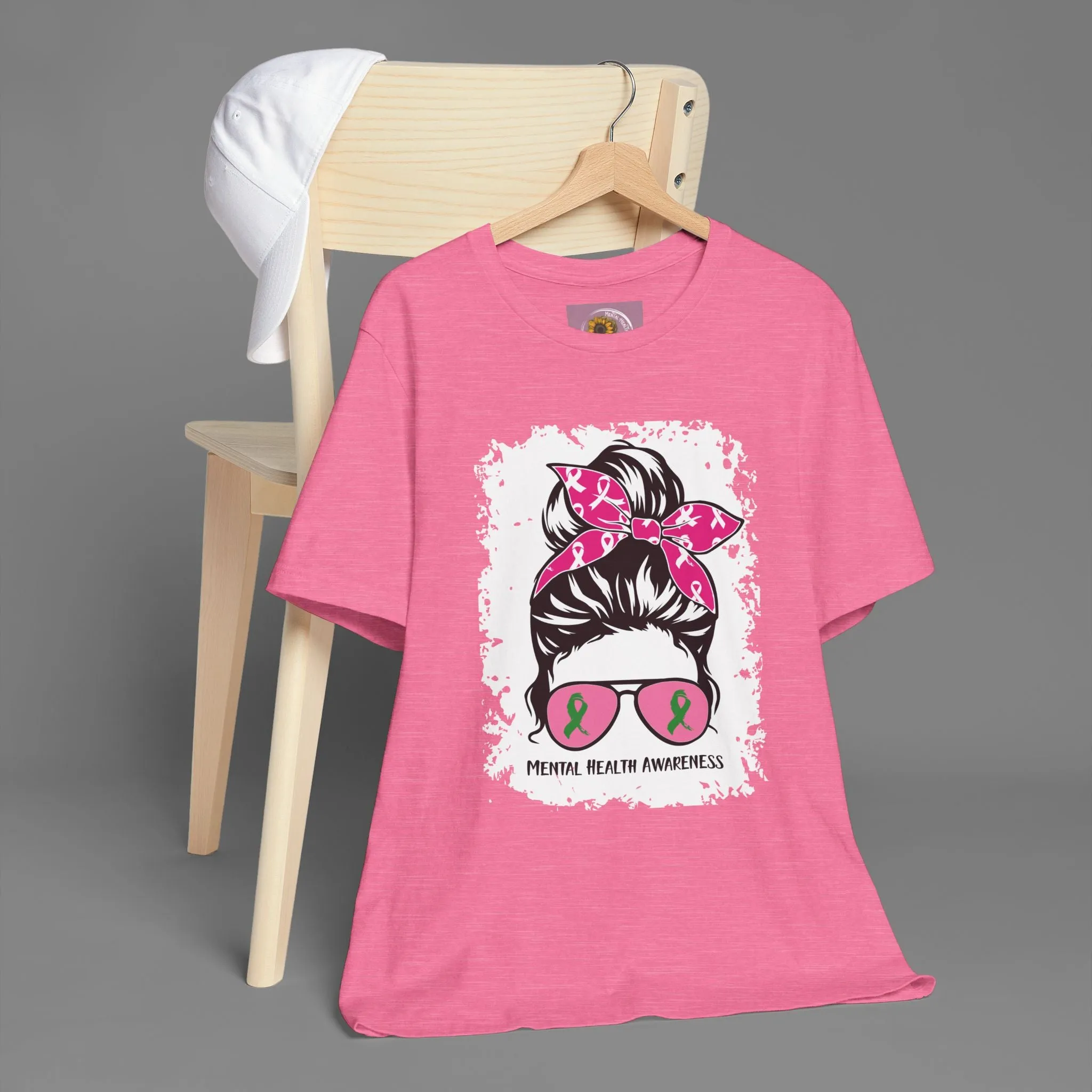 Mental Health Awareness  - Messy Bun Mom -Unisex Short Sleeve Tee