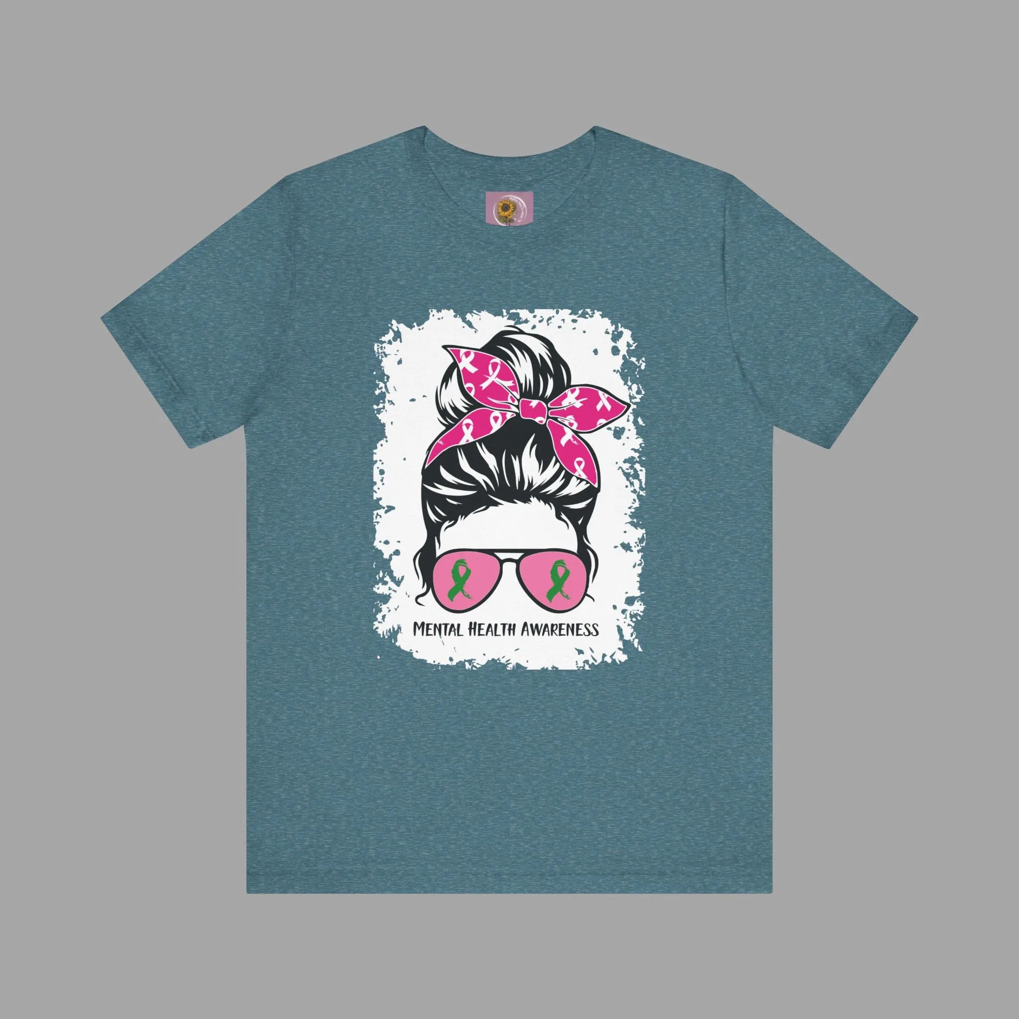 Mental Health Awareness  - Messy Bun Mom -Unisex Short Sleeve Tee