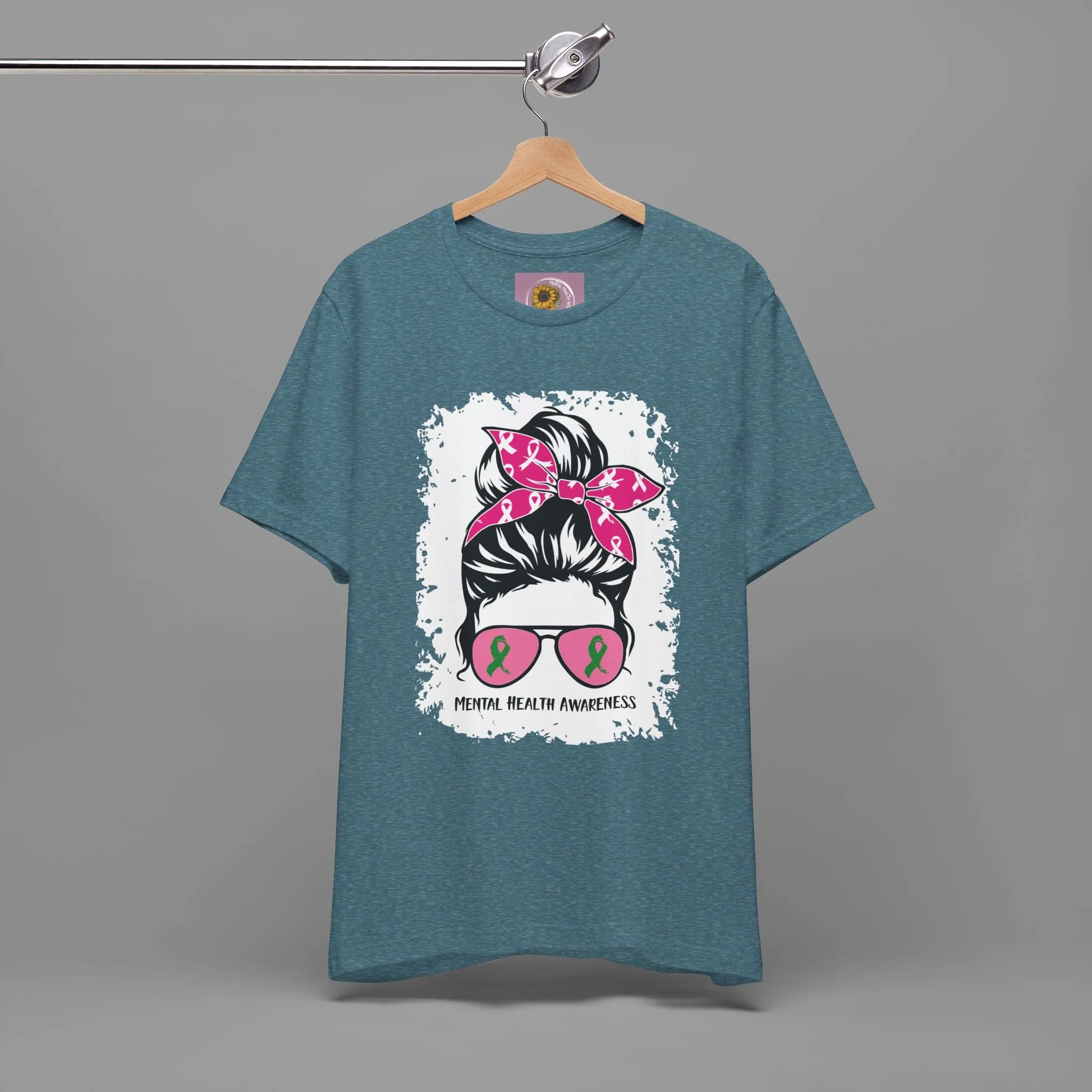 Mental Health Awareness  - Messy Bun Mom -Unisex Short Sleeve Tee
