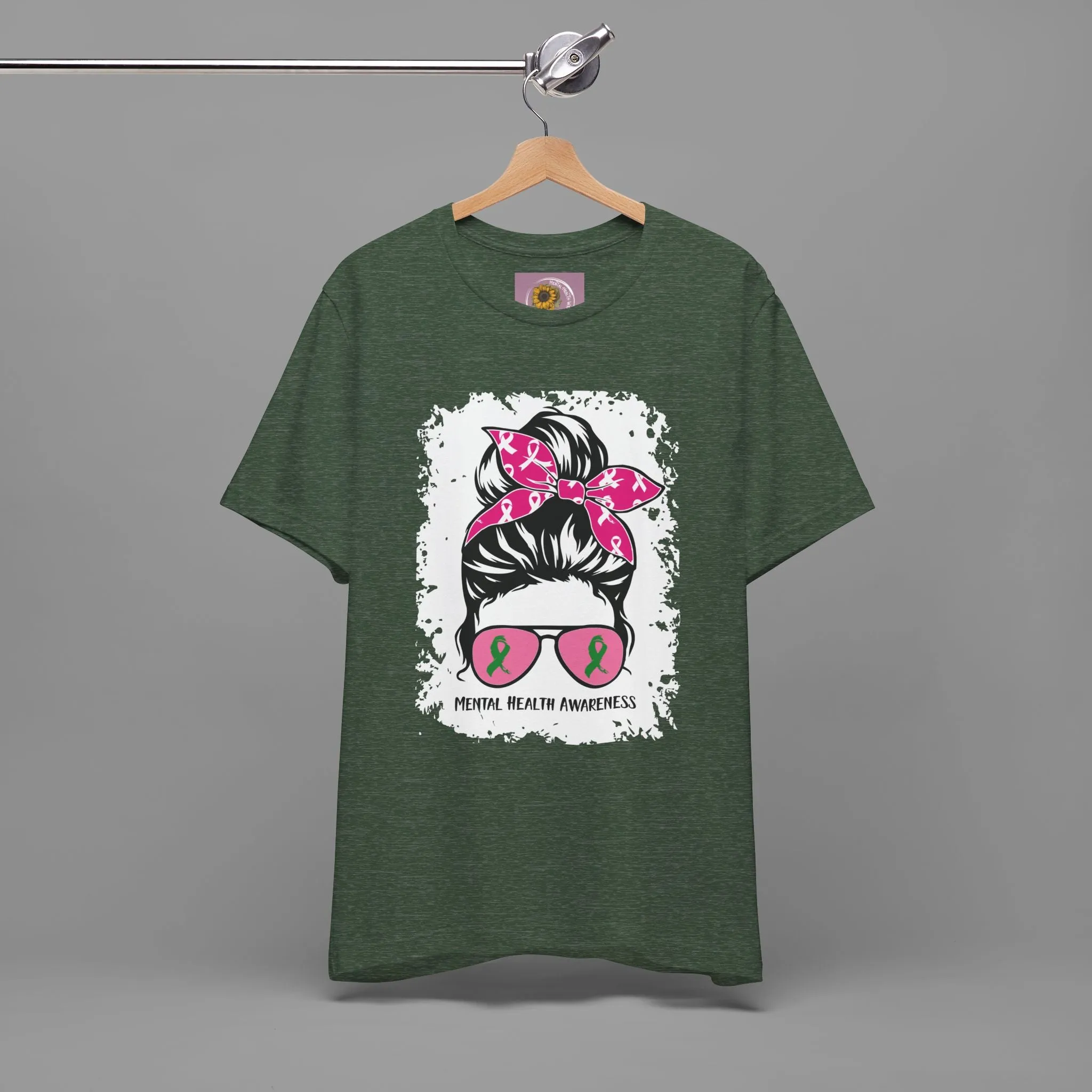 Mental Health Awareness  - Messy Bun Mom -Unisex Short Sleeve Tee