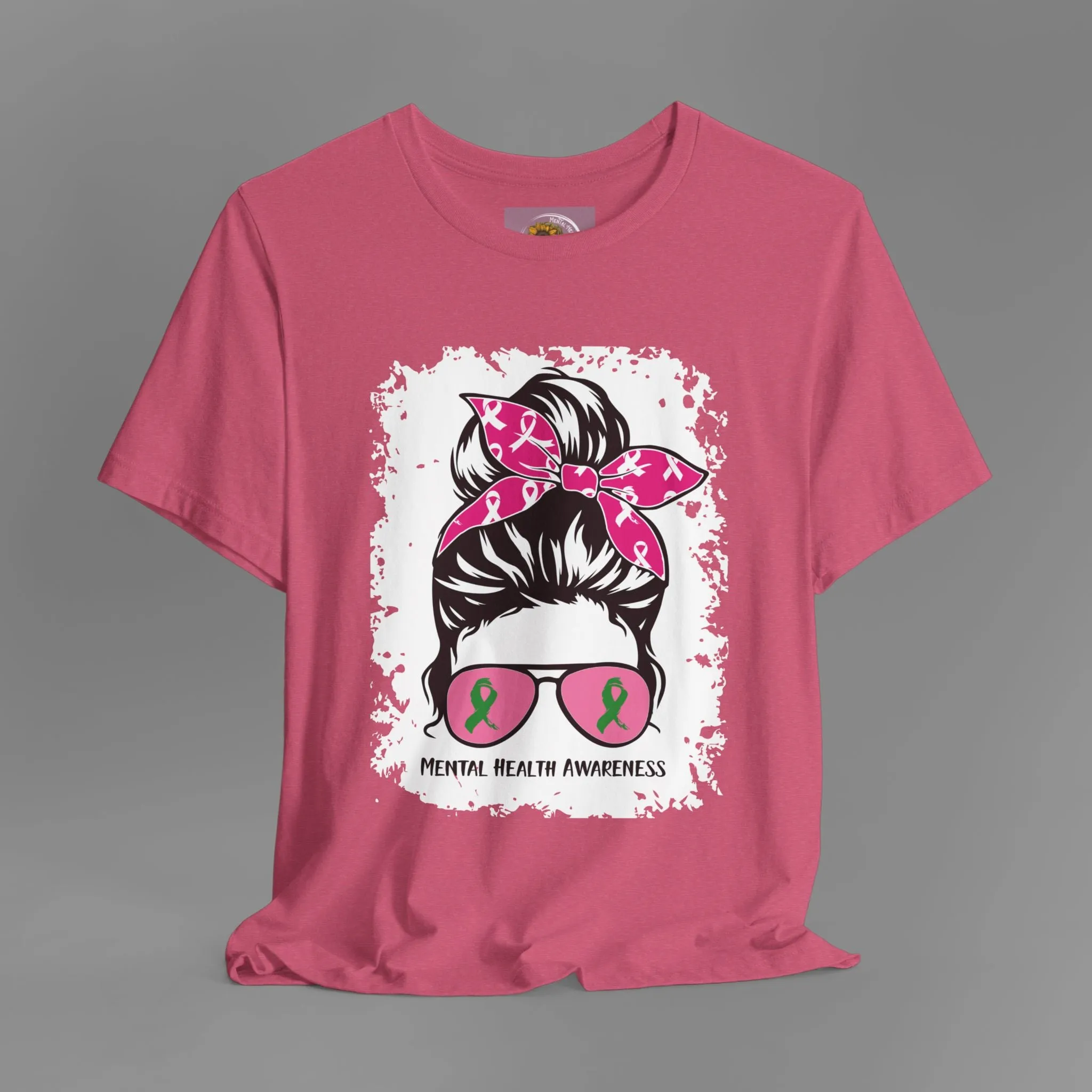 Mental Health Awareness  - Messy Bun Mom -Unisex Short Sleeve Tee