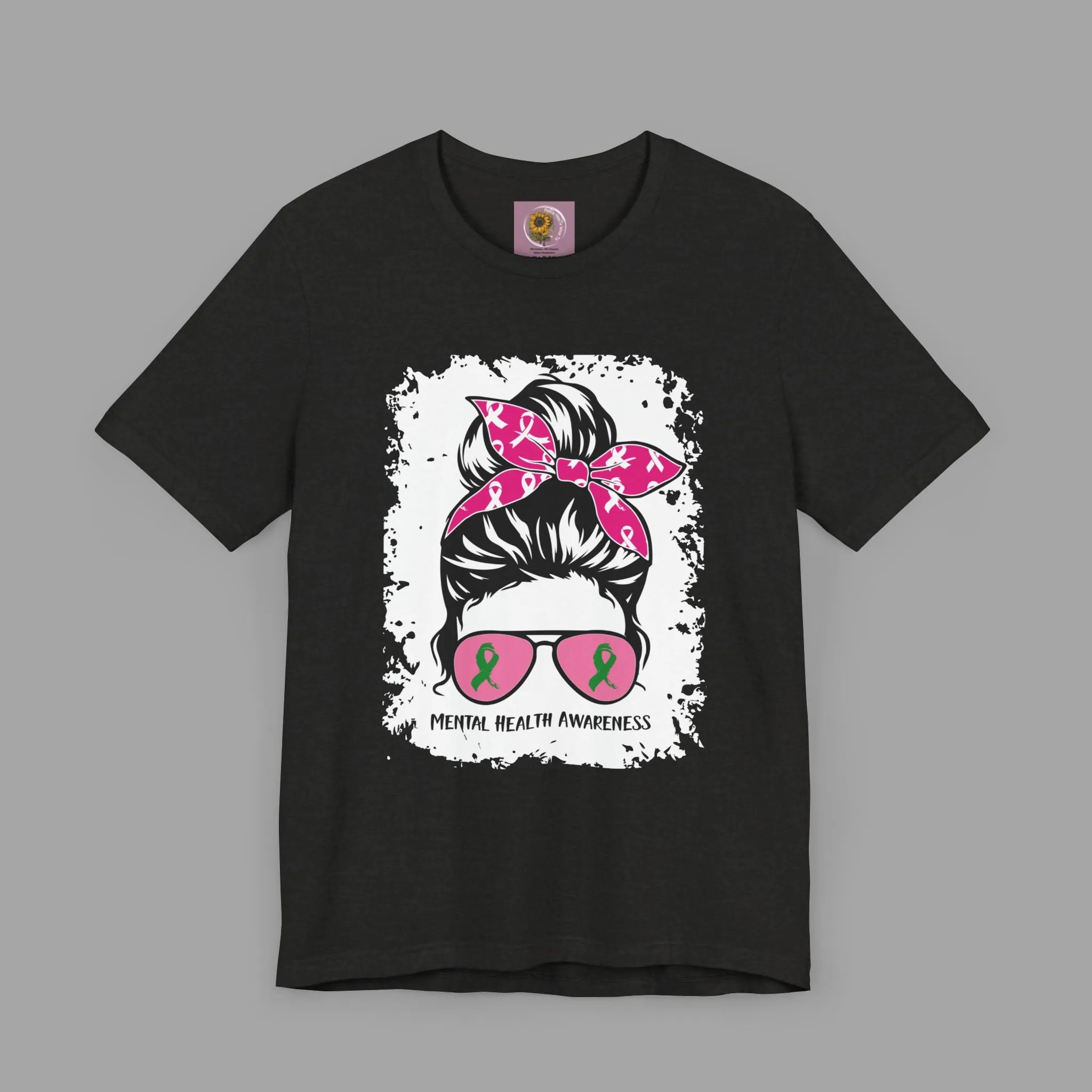 Mental Health Awareness  - Messy Bun Mom -Unisex Short Sleeve Tee