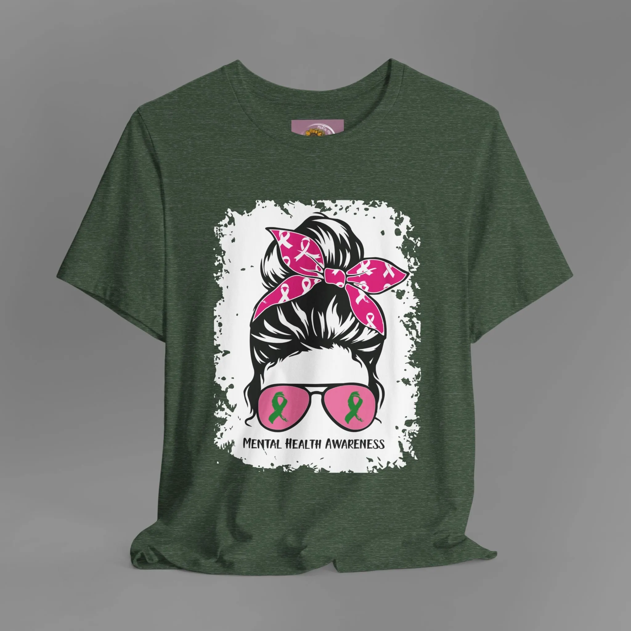 Mental Health Awareness  - Messy Bun Mom -Unisex Short Sleeve Tee