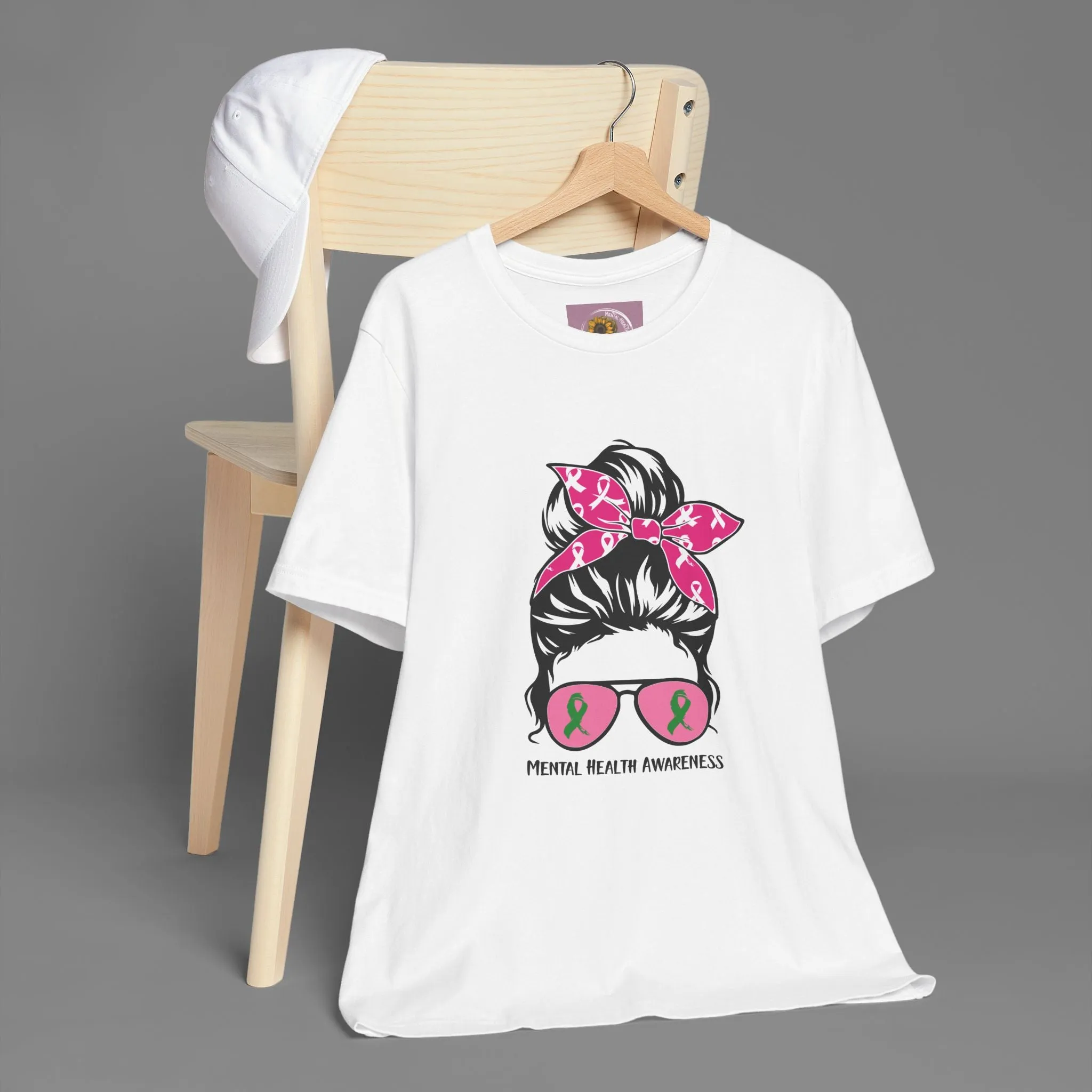 Mental Health Awareness  - Messy Bun Mom -Unisex Short Sleeve Tee