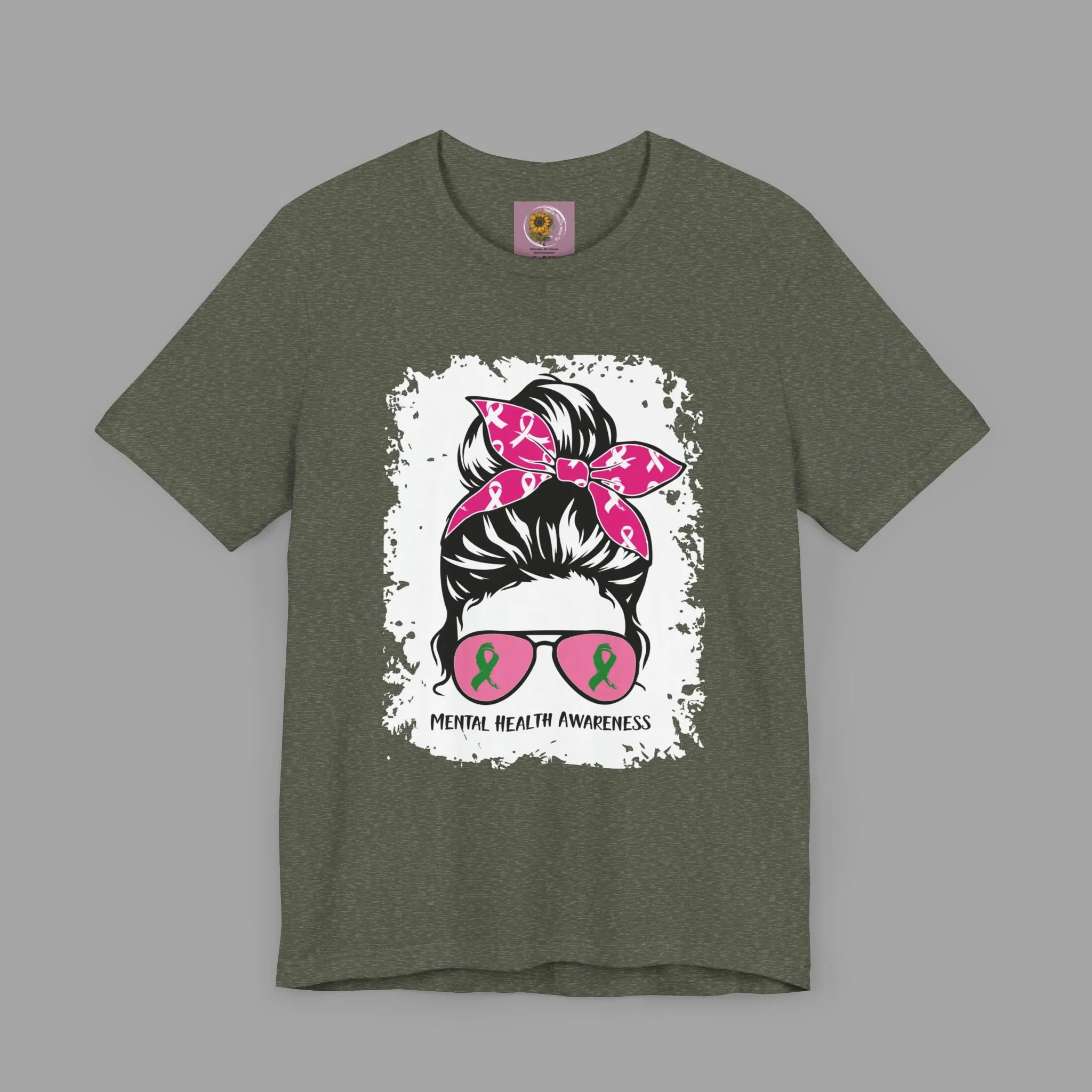 Mental Health Awareness  - Messy Bun Mom -Unisex Short Sleeve Tee
