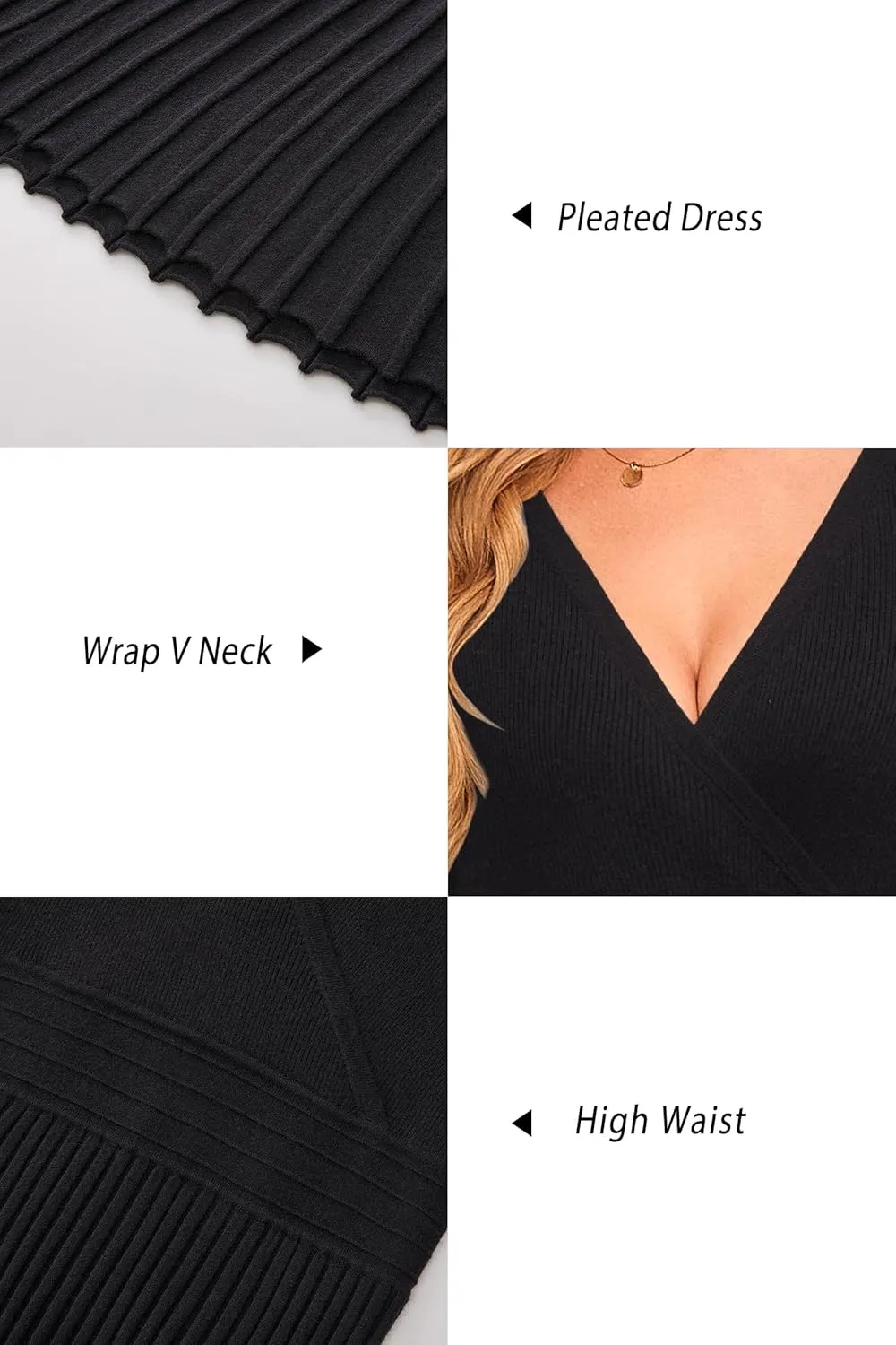 OUGES Womens 2024 Fall Maternity Dress Long Sleeve Wrap V Neck Pleated Midi Dress Casual Sweater Dress Trendy Outfits