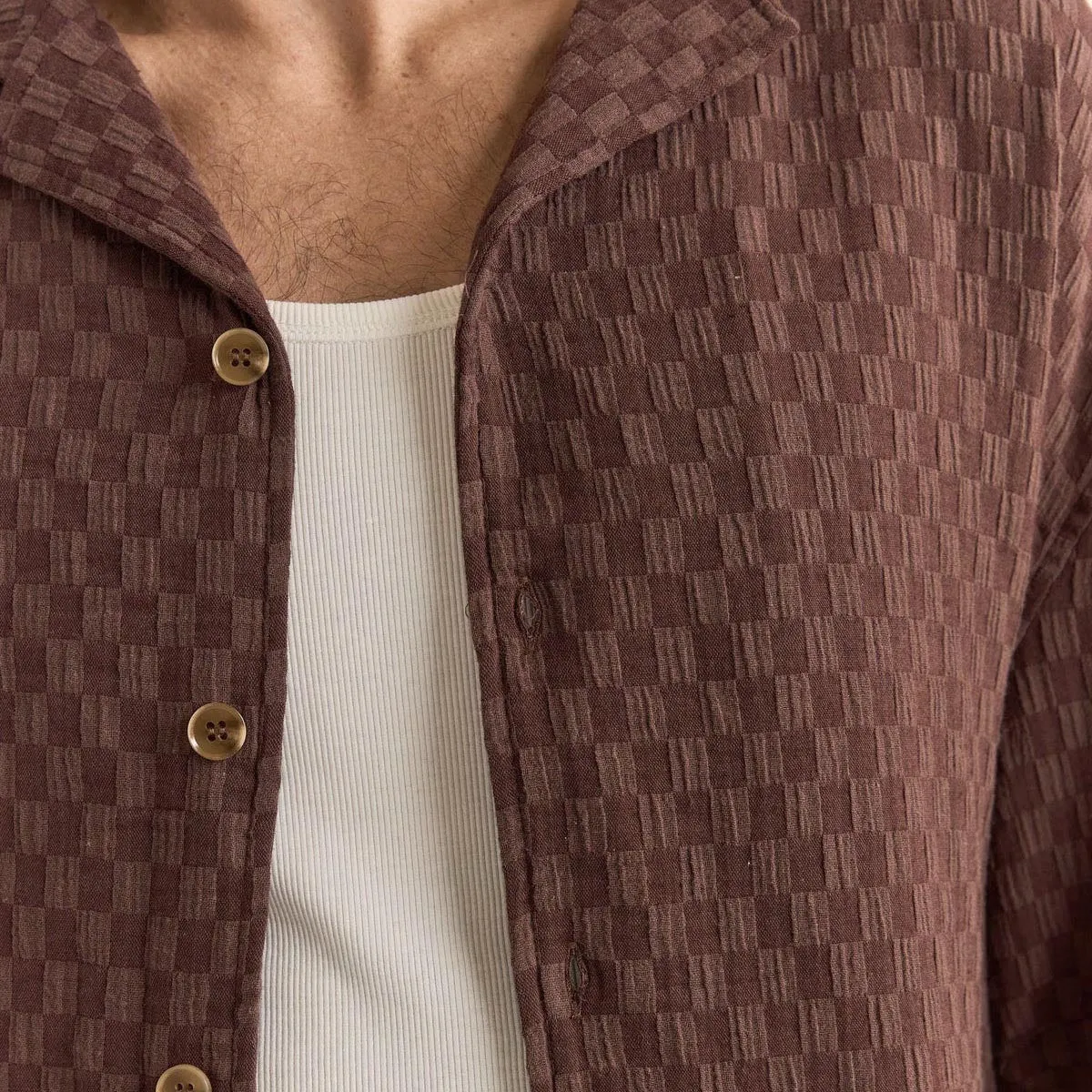 Rhythm Relaxed Texture Shirt - Chocolate