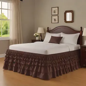Ruffle Bed Skirt 1Pc Egyptian Cotton 1000TC Chocolate