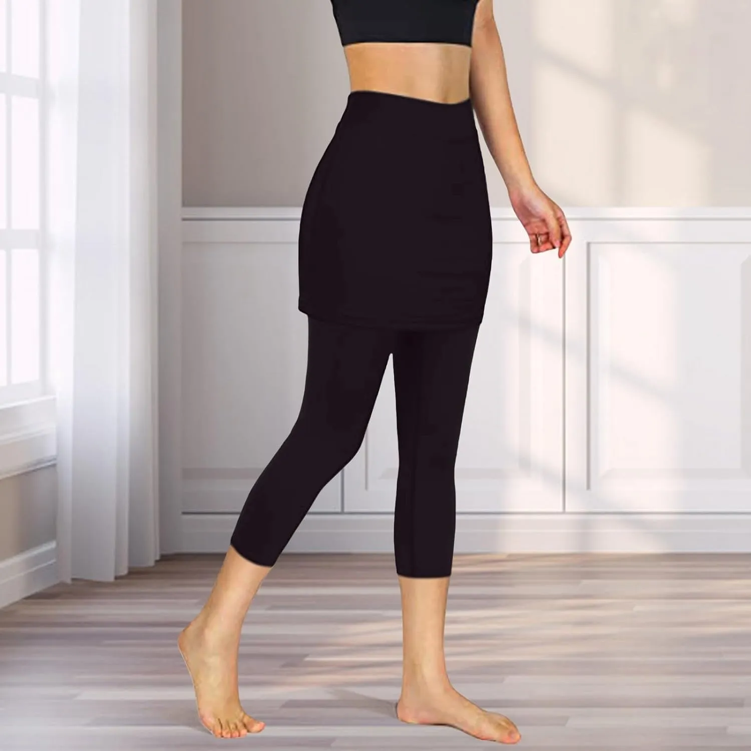 Skirted Leggings for Women 2025 Summer Golf Skorts Capris Gym Tennis Stretchy Soft Yoga Workout Legging with Skirts