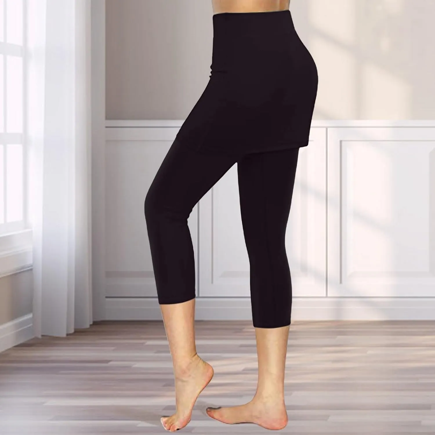 Skirted Leggings for Women 2025 Summer Golf Skorts Capris Gym Tennis Stretchy Soft Yoga Workout Legging with Skirts