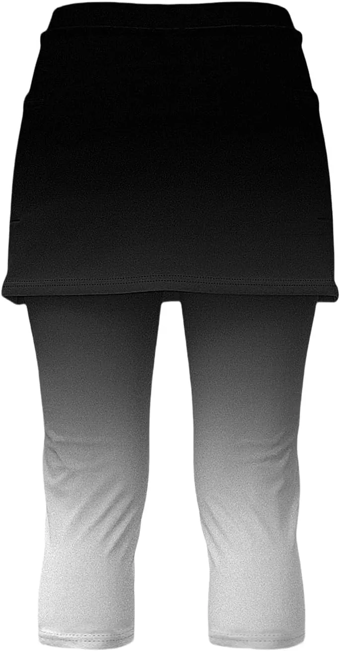 Skirted Leggings for Women Athletic Golf Skorts Gym Tennis Yoga High Waisted Stretchy Soft Capri Leggings with Skirts