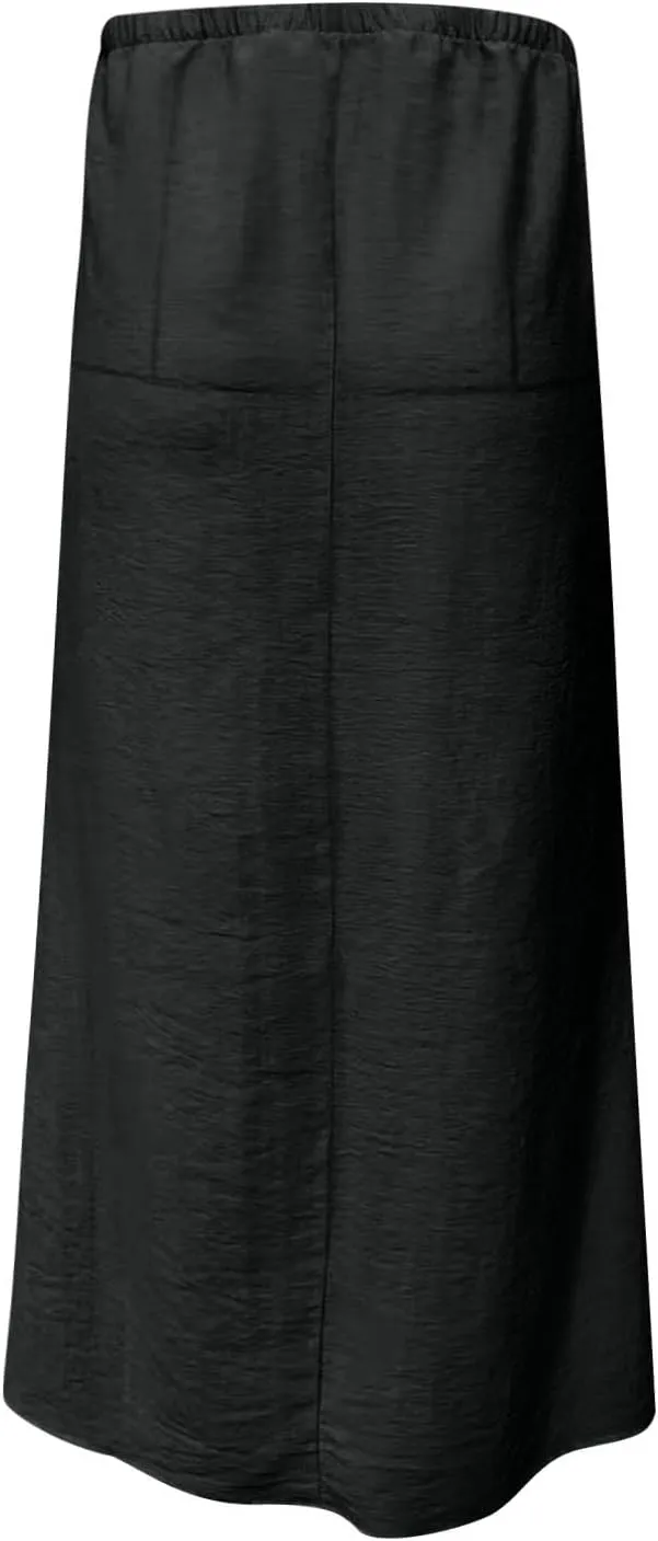 Summer Skirts for Women 2025 Casual Soft Drawstring Maxi Linen Skirt Vacation Travel Beach Long Skirt with Pockets