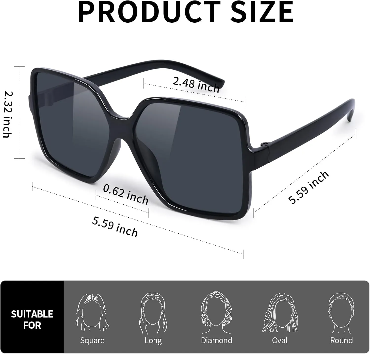 Trendy sunglasses for women, UV Protection polarized lenses,lightweight retro plastic frame,for travel and driving