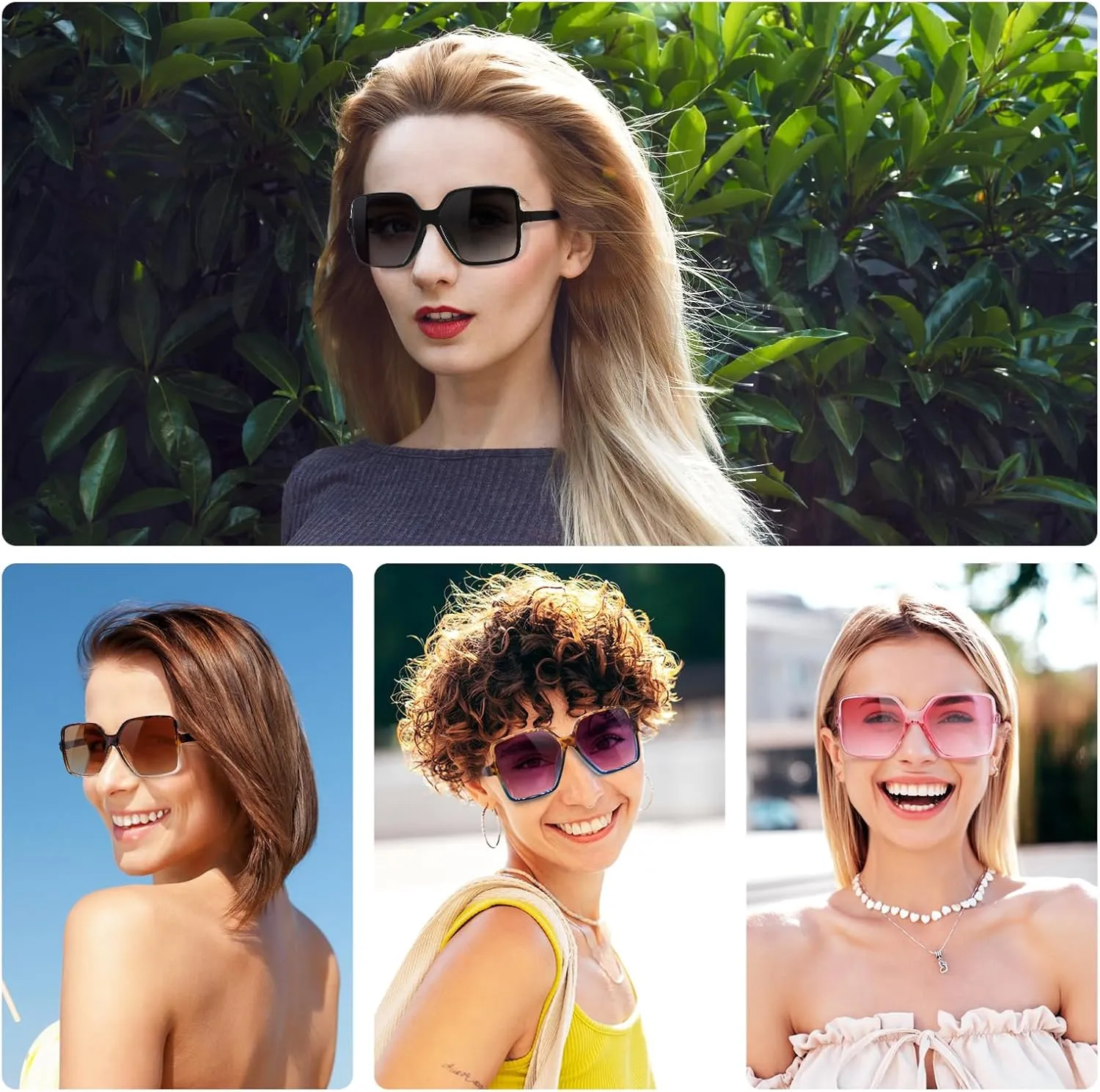 Trendy sunglasses for women, UV Protection polarized lenses,lightweight retro plastic frame,for travel and driving