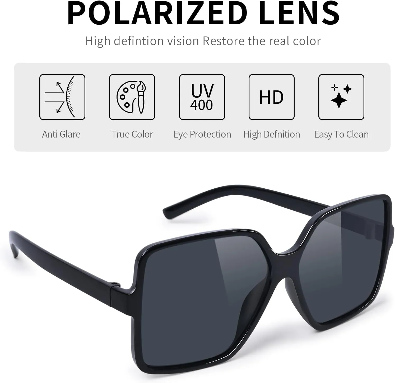 Trendy sunglasses for women, UV Protection polarized lenses,lightweight retro plastic frame,for travel and driving