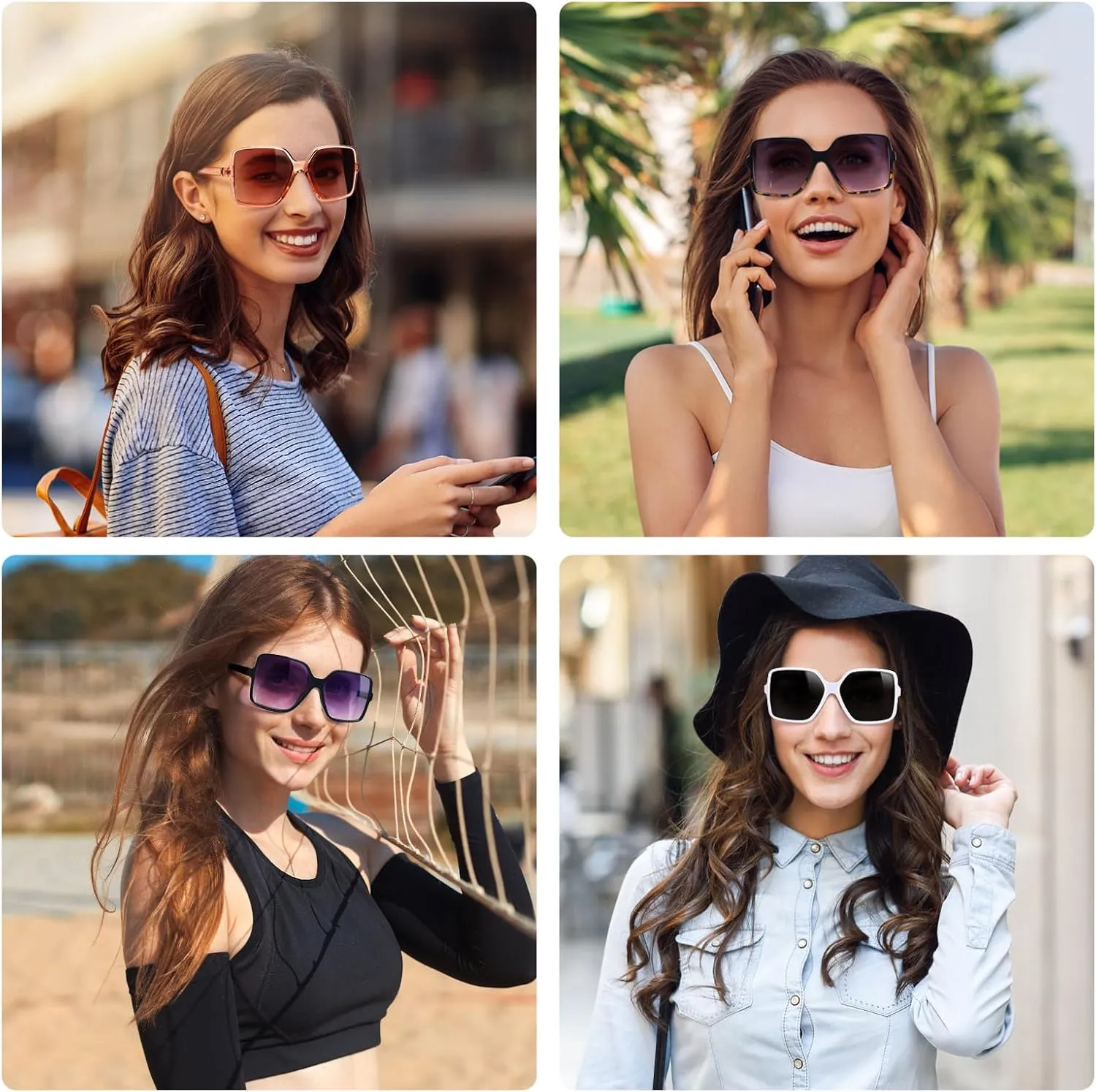 Trendy sunglasses for women, UV Protection polarized lenses,lightweight retro plastic frame,for travel and driving