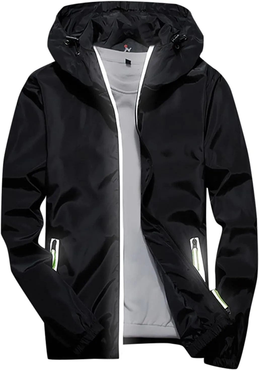 tuduoms Men's Rain Hiking Jackets Waterproof Soft Shell Lightweight Hooded Raincoat Fashion Active Windbreaker Zip Up Hoodies