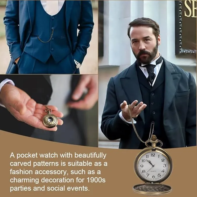 Vicloon Modern Pocket Watch, Quartz Pocket Watch with Chain, for Birthday Anniversary Day Christmas Fathers Day