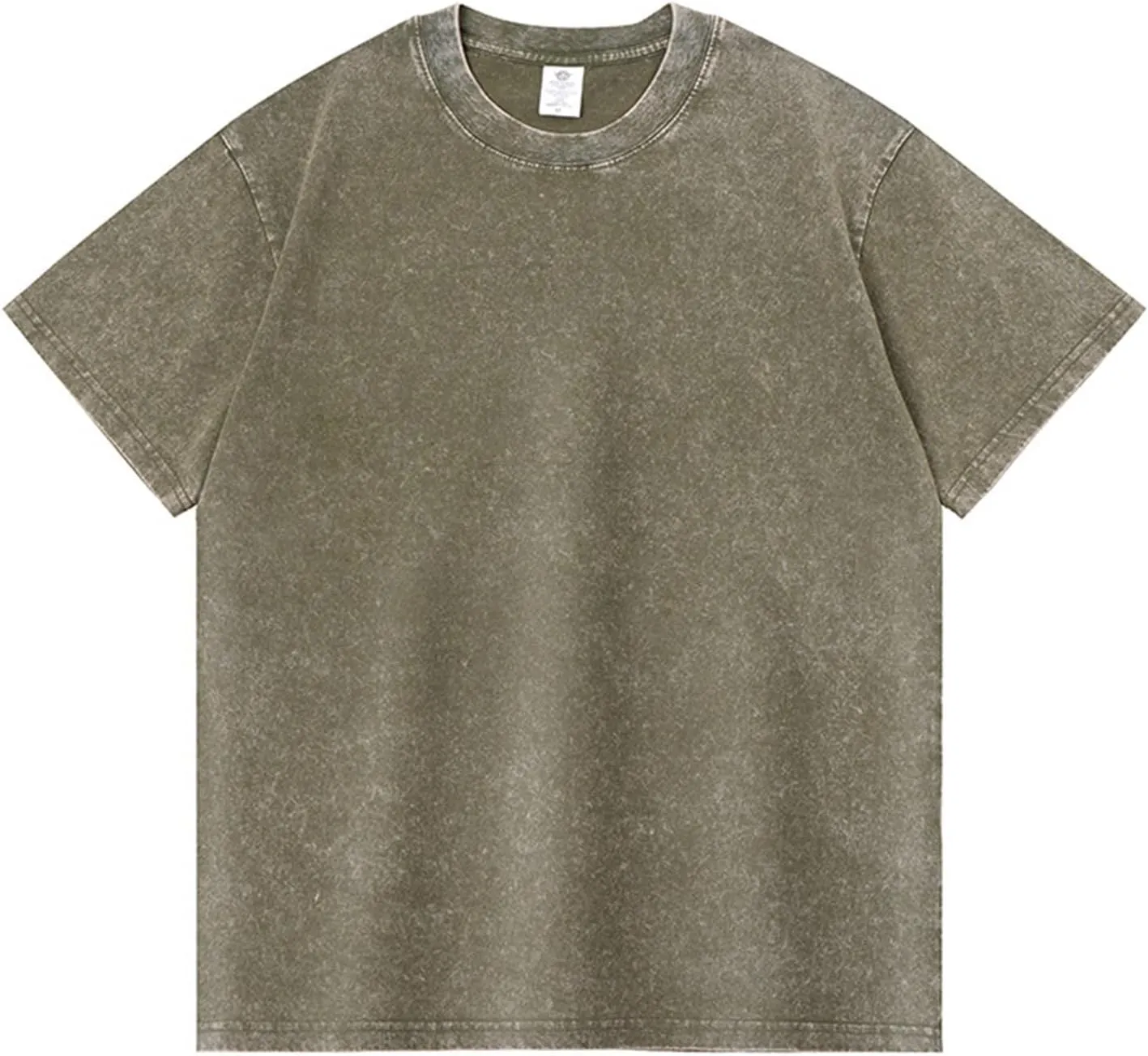 WENKOMG1 Mens Cotton Shirt Washed Crew Neck Casual Pullover Summer Short Sleeve Loose Fit Baggy Style Tee Shirts