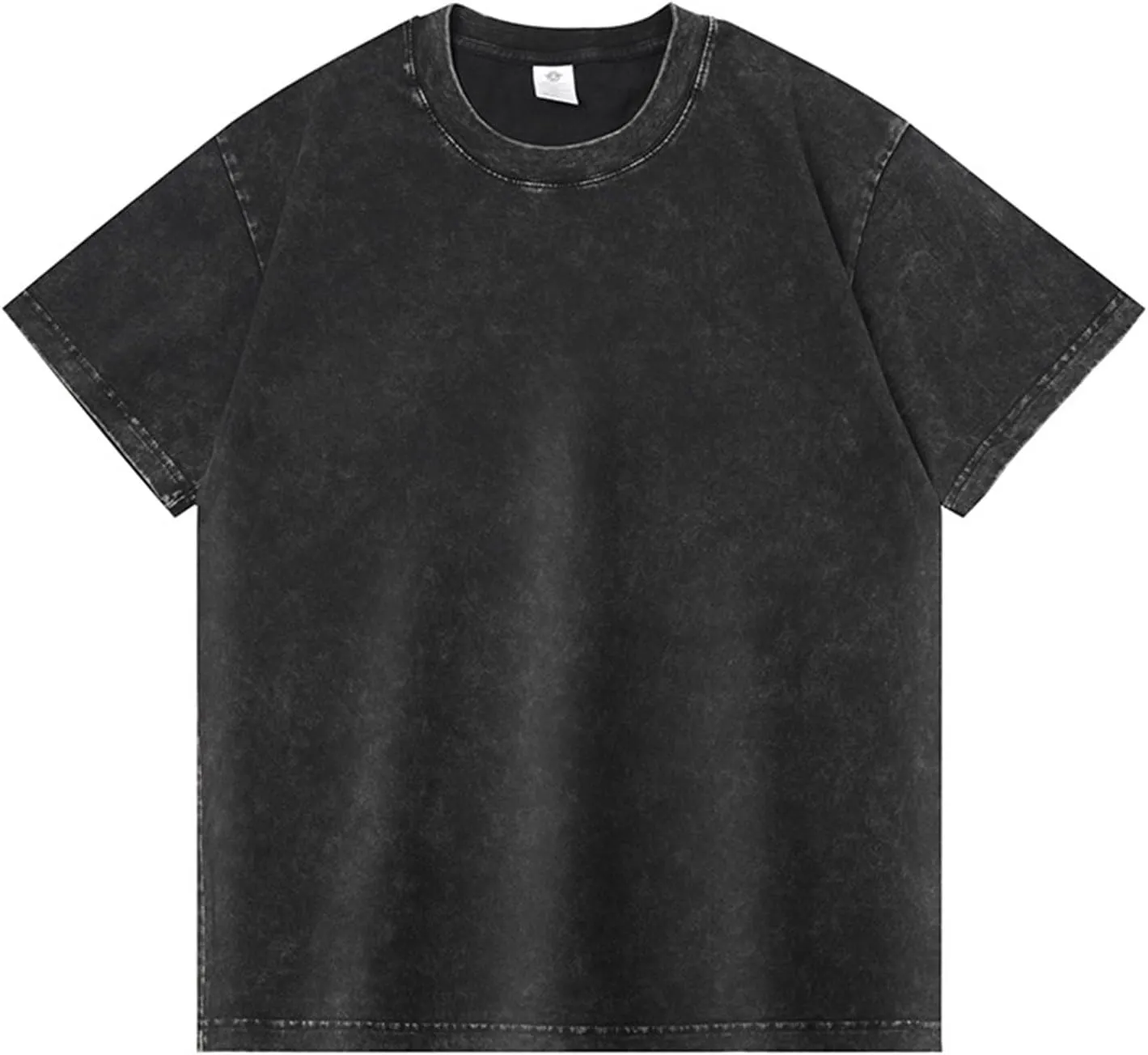 WENKOMG1 Mens Cotton Shirt Washed Crew Neck Casual Pullover Summer Short Sleeve Loose Fit Baggy Style Tee Shirts