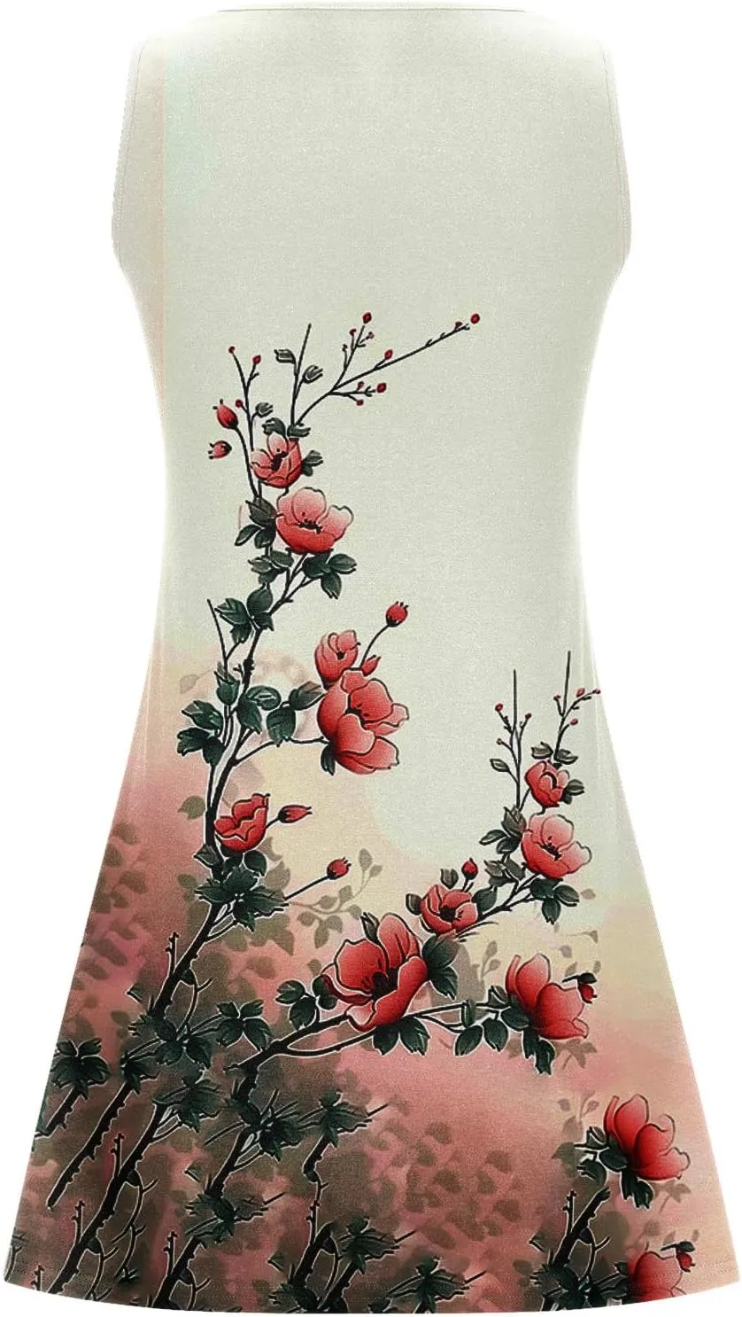 Women Dresses Casual Exotic Boho Waist-Length Trendy Dress Elegant Midi Dress Retro Sexy Beach Wedding Guest Dress