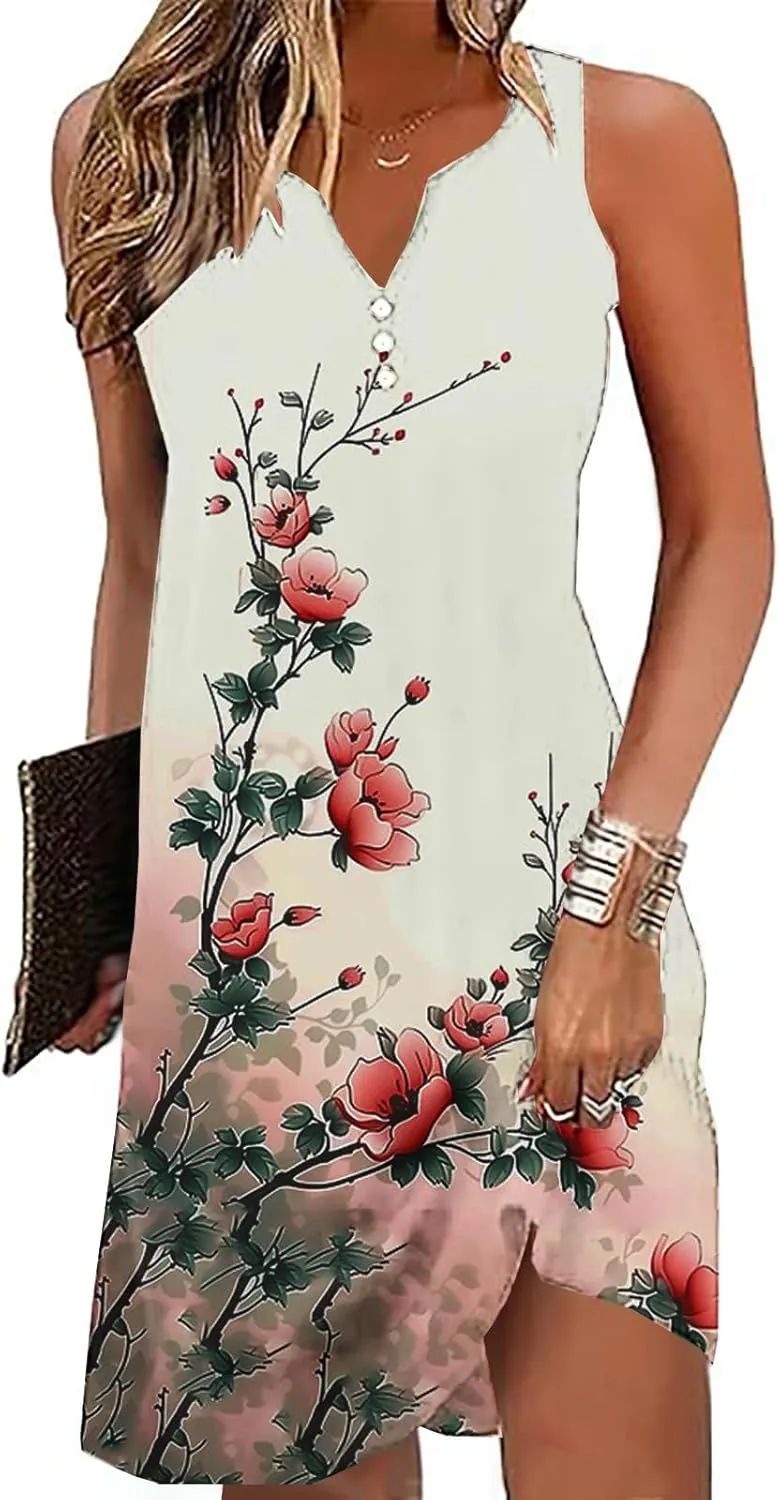 Women Dresses Casual Exotic Boho Waist-Length Trendy Dress Elegant Midi Dress Retro Sexy Beach Wedding Guest Dress
