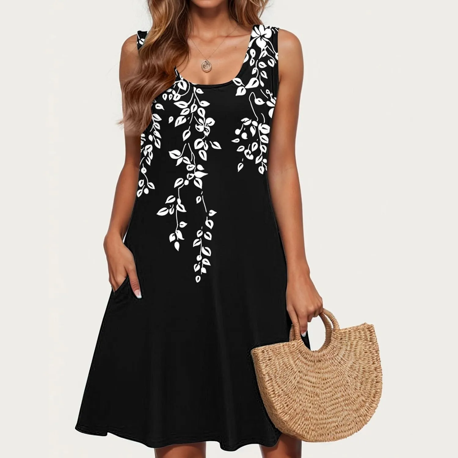 Women's 2025 Summer Casual Floral Boho Dress Elegant Halter Flowy Ruffle Midi Dress Sundresses Casual Beach Dresses