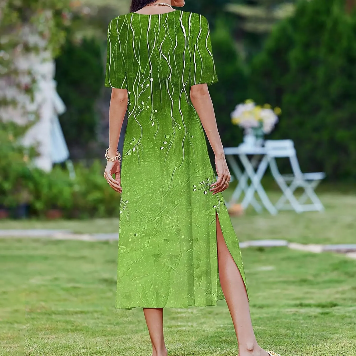 Womens Boho Dress Floral Casual Beach Vcation T Shirt Dress Sexy Side Slit a-Line Mini Dress with Pockets