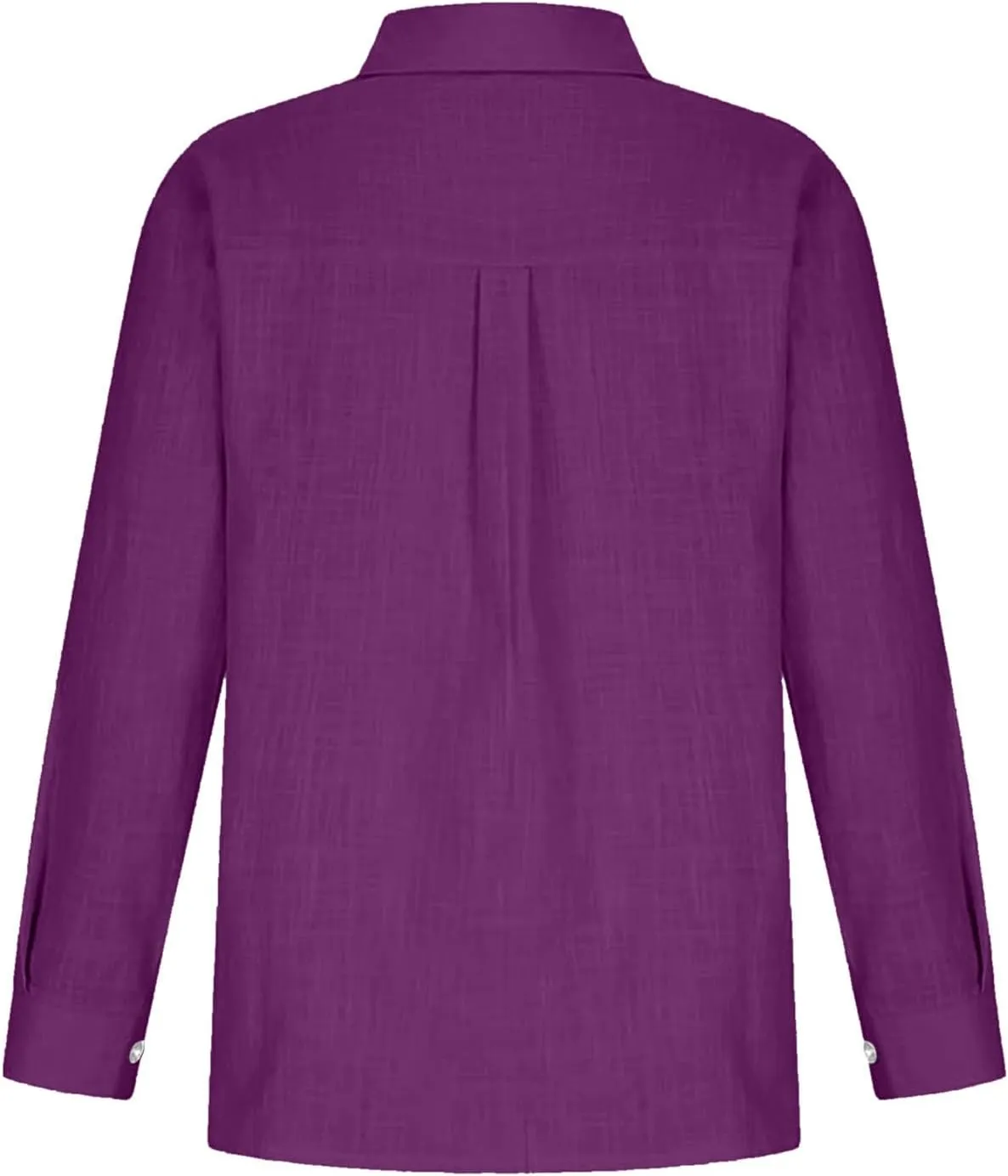 Women's Cotton Linen Shirt 1/4 Button Neck Blouse Long Sleeve Tunic Tops Loose Fit Tee Spring Summer Casual T-Shirt
