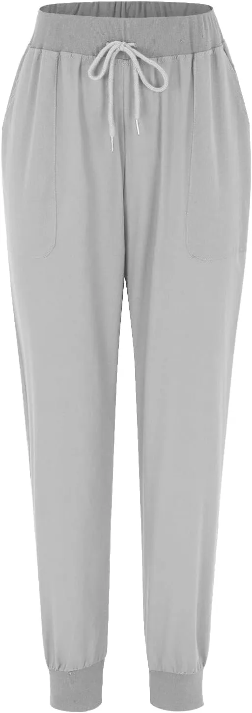 Women's Cotton Linen Summer Fashion Pant Trousers Elastic Waist Stretchy Slim-Fit Palazzo Lounge Pants