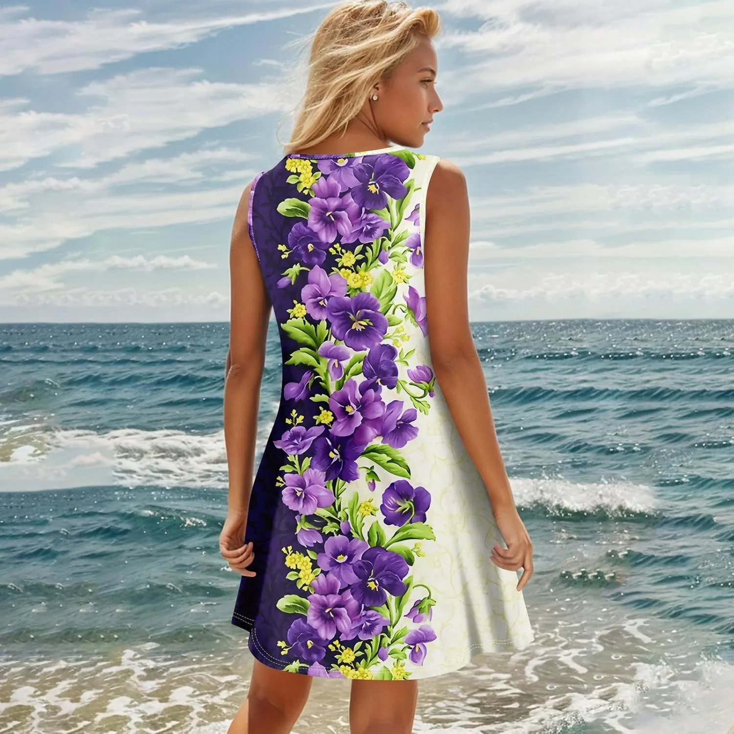 Womens Dresses Casual Plus Size Mini Dress Button Down Summer Clothes Tank Dress V Neck Sleeveless Sundress