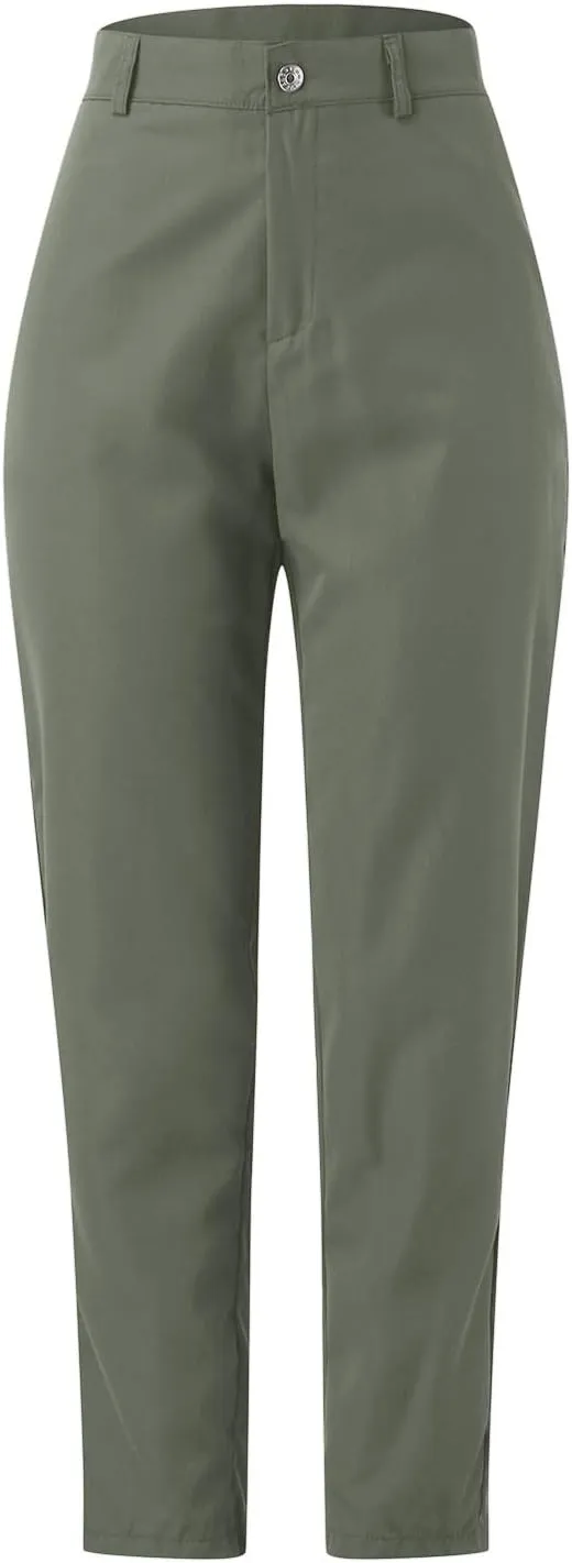 Women's High Waisted Business Pants Straight Leg Pleated Elegant Office Slacks Stretchy Dress Trousers with Pockets